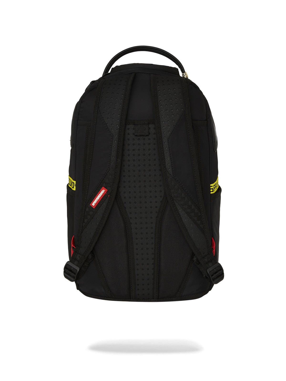 SPRAYGROUND Zaino Uomo SHARK CENTRAL YELLOW TAPE DLX SATIN BACKPACK 910B7736NSZ Nero gioboutiqueweb