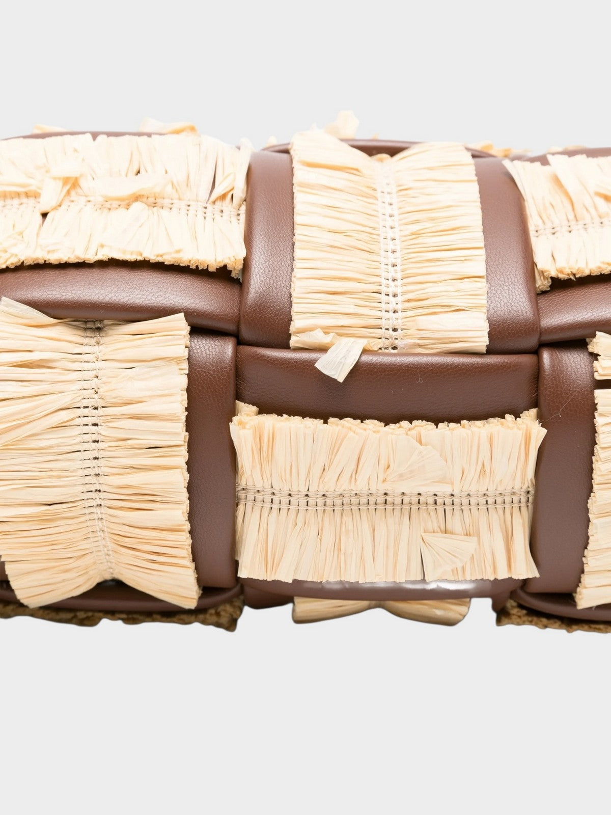 THEMOIRè Bios Medium rafia vegan fabric bag beige brown eco-friendly design 