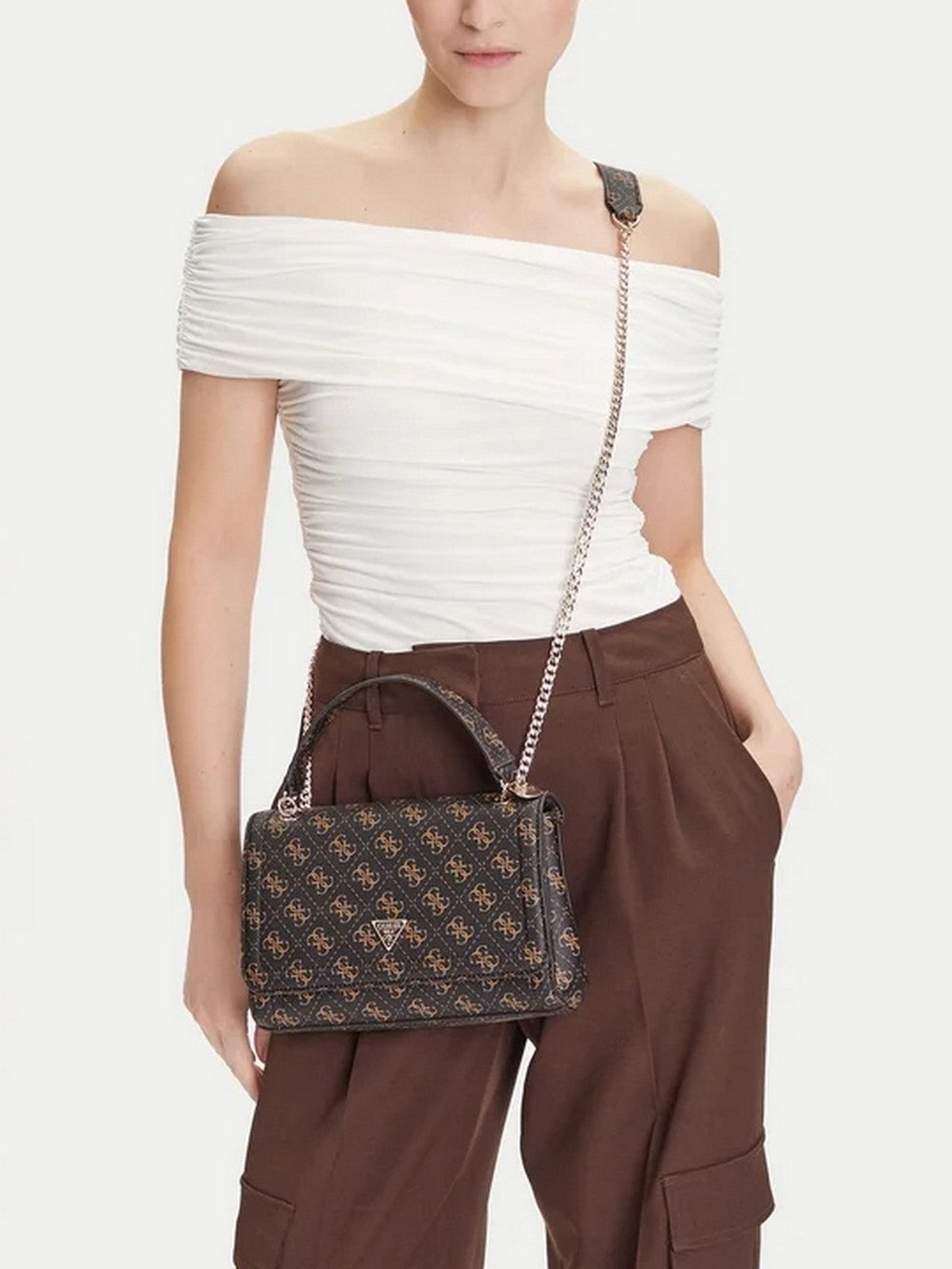 GUESS Borsa Donna NOELLE II CNVRTBLE XBODY FLAP HWQG96 72210 BNL BROWN LOGO