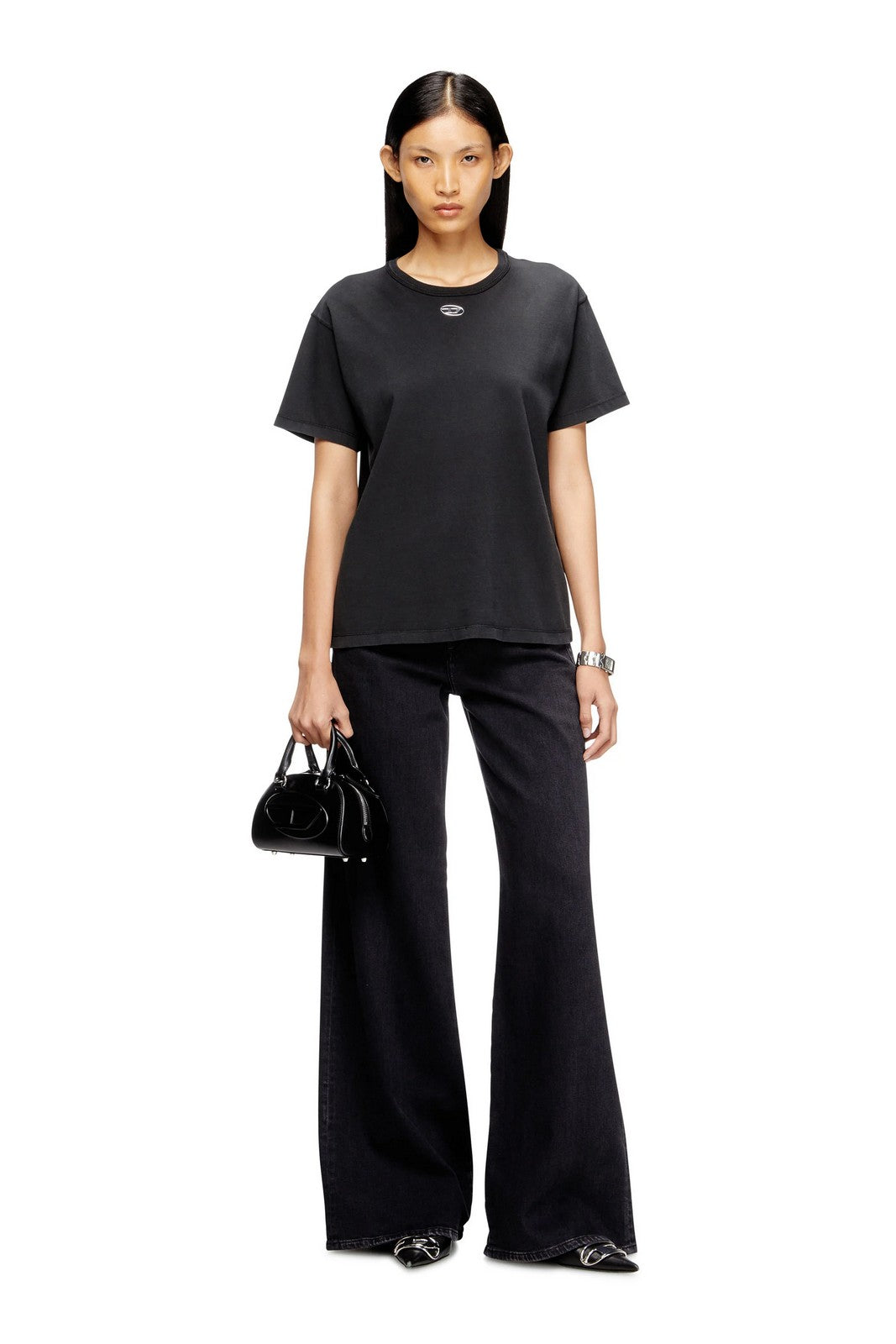 Camiseta de mujer DIESEL T-NORMY-OD-S1 MAGLIETTA A20399 0JMBB 900 001 - NEGRO