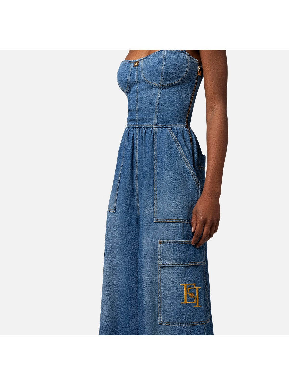 Elisabetta Franchi AB79652E2110 関税送料込 Elisabetta Franchi Chain detailed halter neck cocktail dress