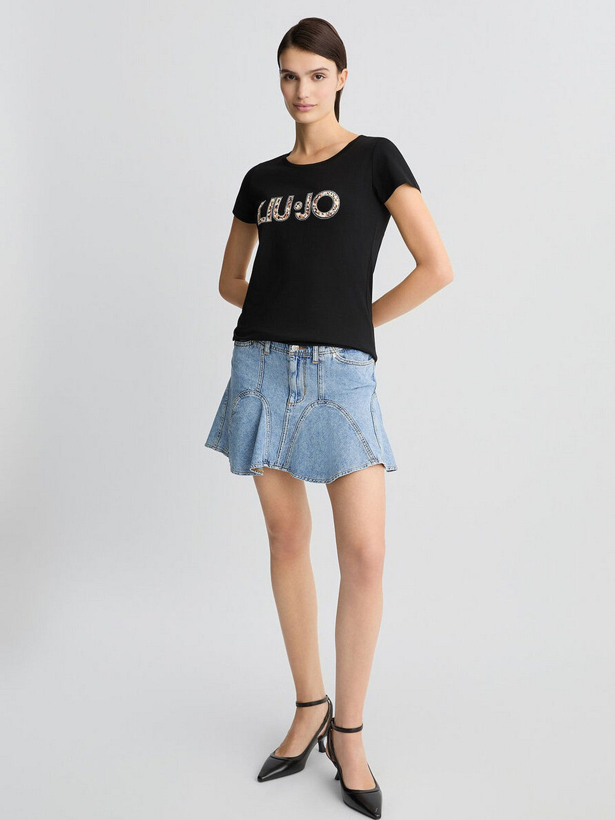 LIU JO BEACHWEAR T-shirt Donna  VA5154JS003 M9330 Nero/anim.rouge gioboutiqueweb