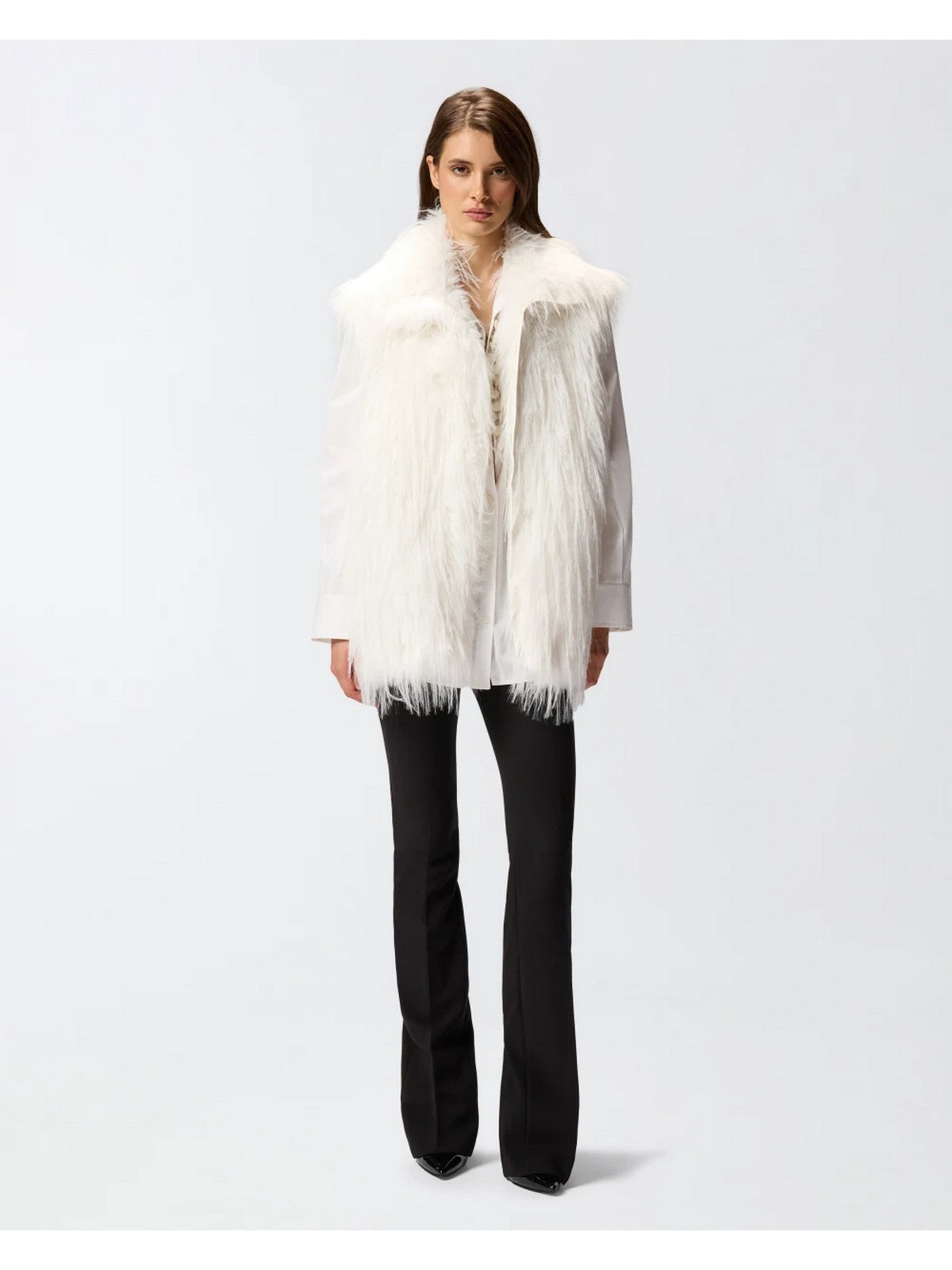 PINKO Pelliccia Donna NEVA GILET 106044-A2ZO Z14 BIANCO SETA