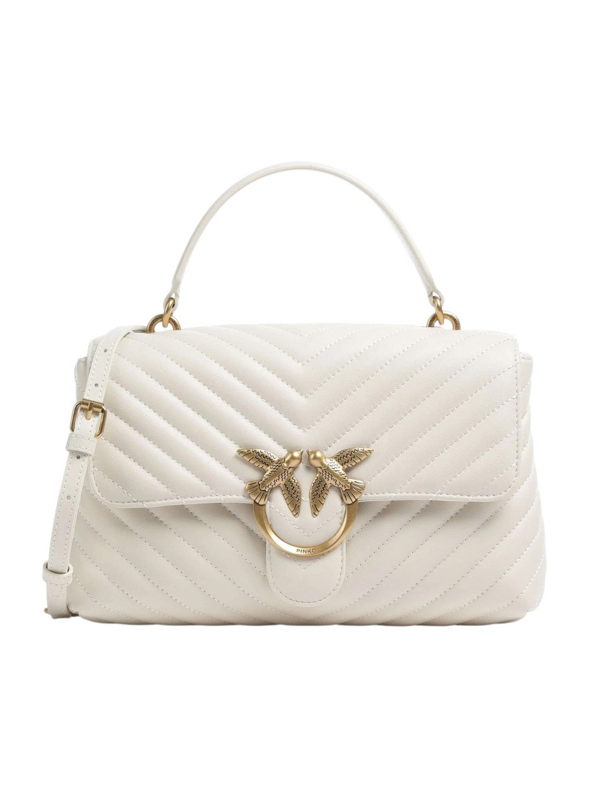 PINKO Borsa Donna LOVE LADY PUFF CLASSIC CL SHEE 100043-A0GK Z14Q BIANCO SETA-ANTIQUE GOLD