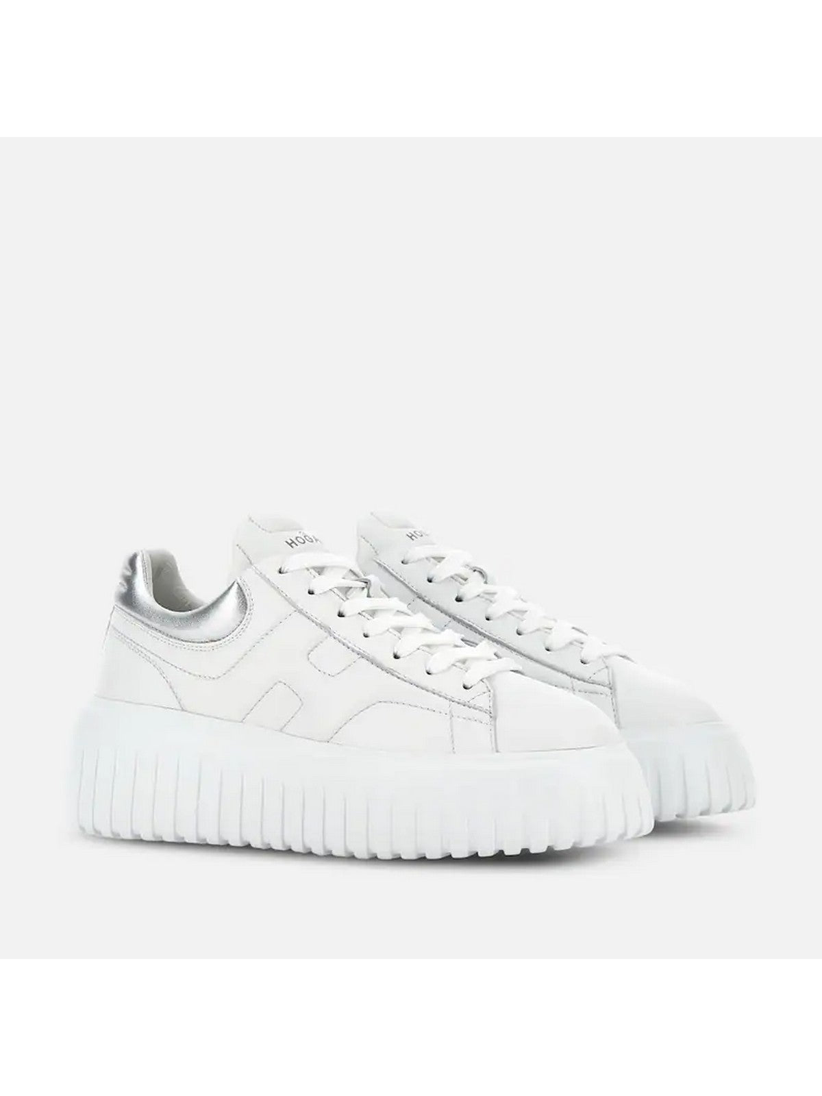 HOGAN Sneaker Donna H-STRIPES ALLACCIATO H HXW6450FC60KU00351 B001(BIANCO)+B200(ARGENTO) gioboutiqueweb