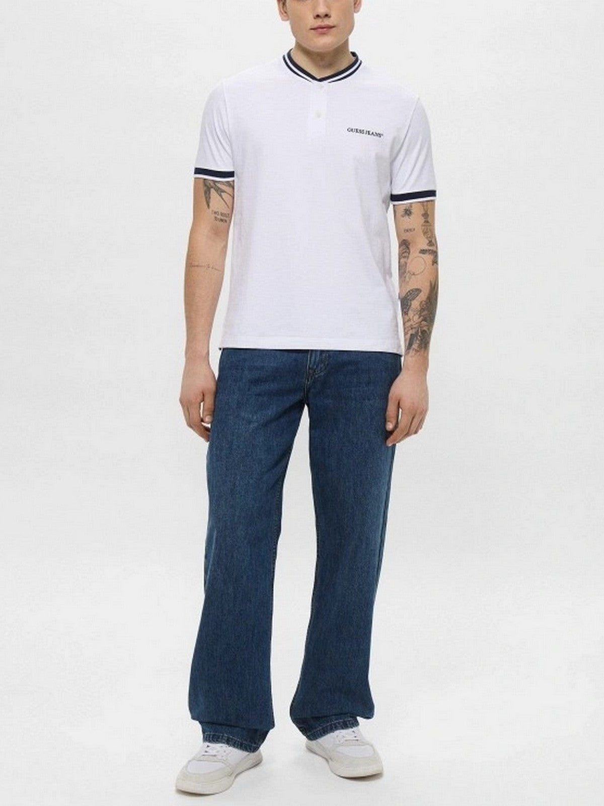 GUESS T-shirt Uomo GJ SS CN REG  HENLEY TEE M5GP49 KCTV1 G011 PURE WHITE