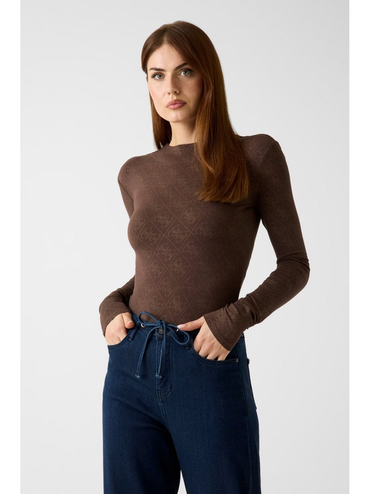 GUESS Body Donna LS TEODORA LOGO BODY W5BP09 K68D2 G1EA DARK COFFEE