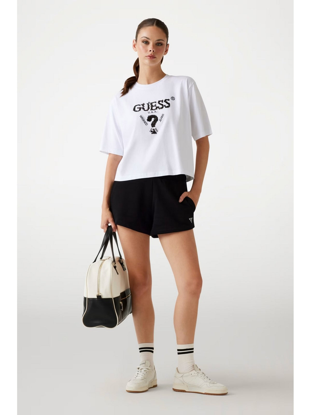 GUESS SPORT T-shirt Donna AURELIE BOXY TEE V4YI06 I3Z14 G011 PURE WHITE