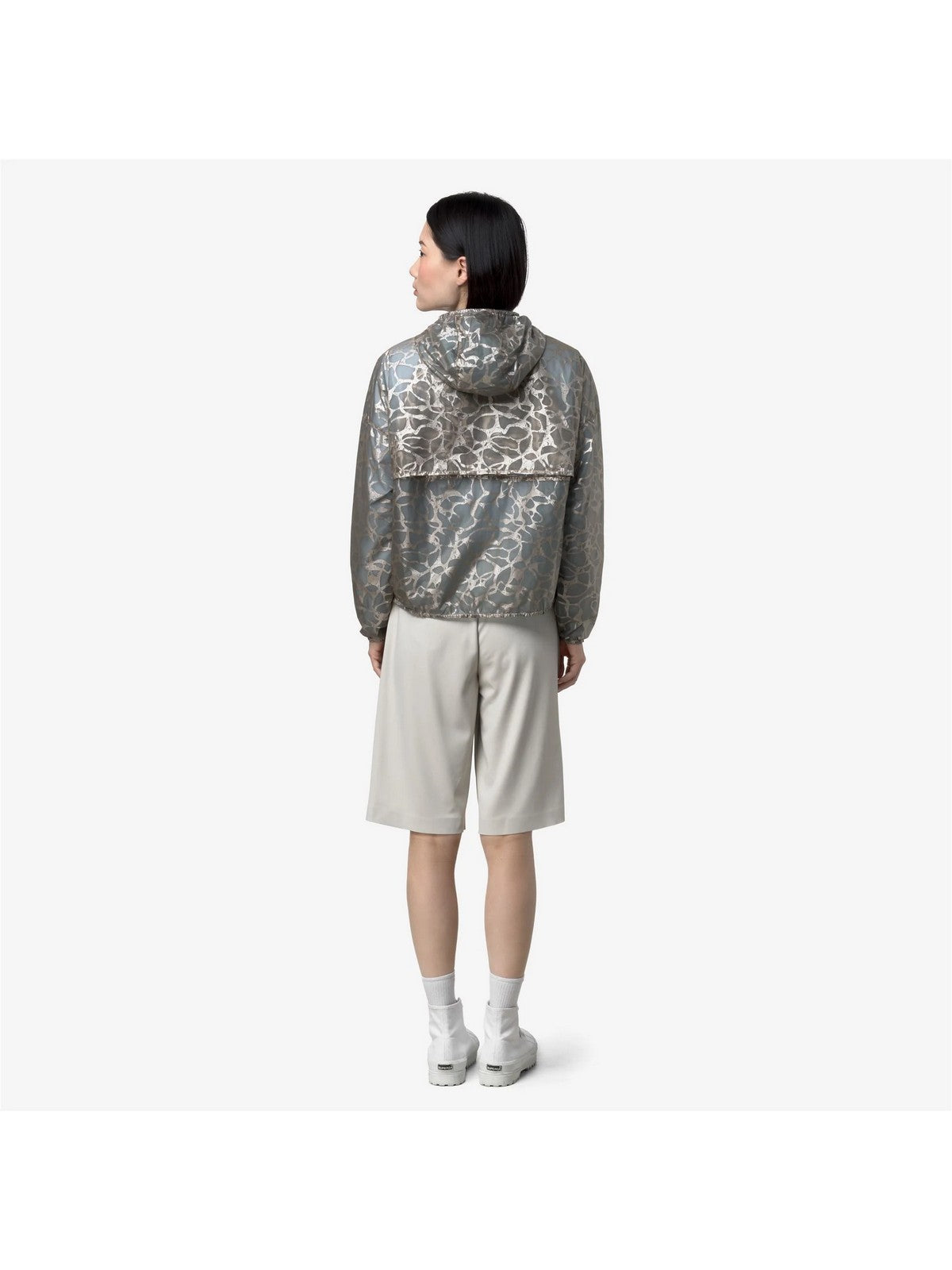 K-WAY Giubbino Donna LAURETTE SUPER LIGHT LAMI DOUB K7137JW C0R Beige-Blue Laminated