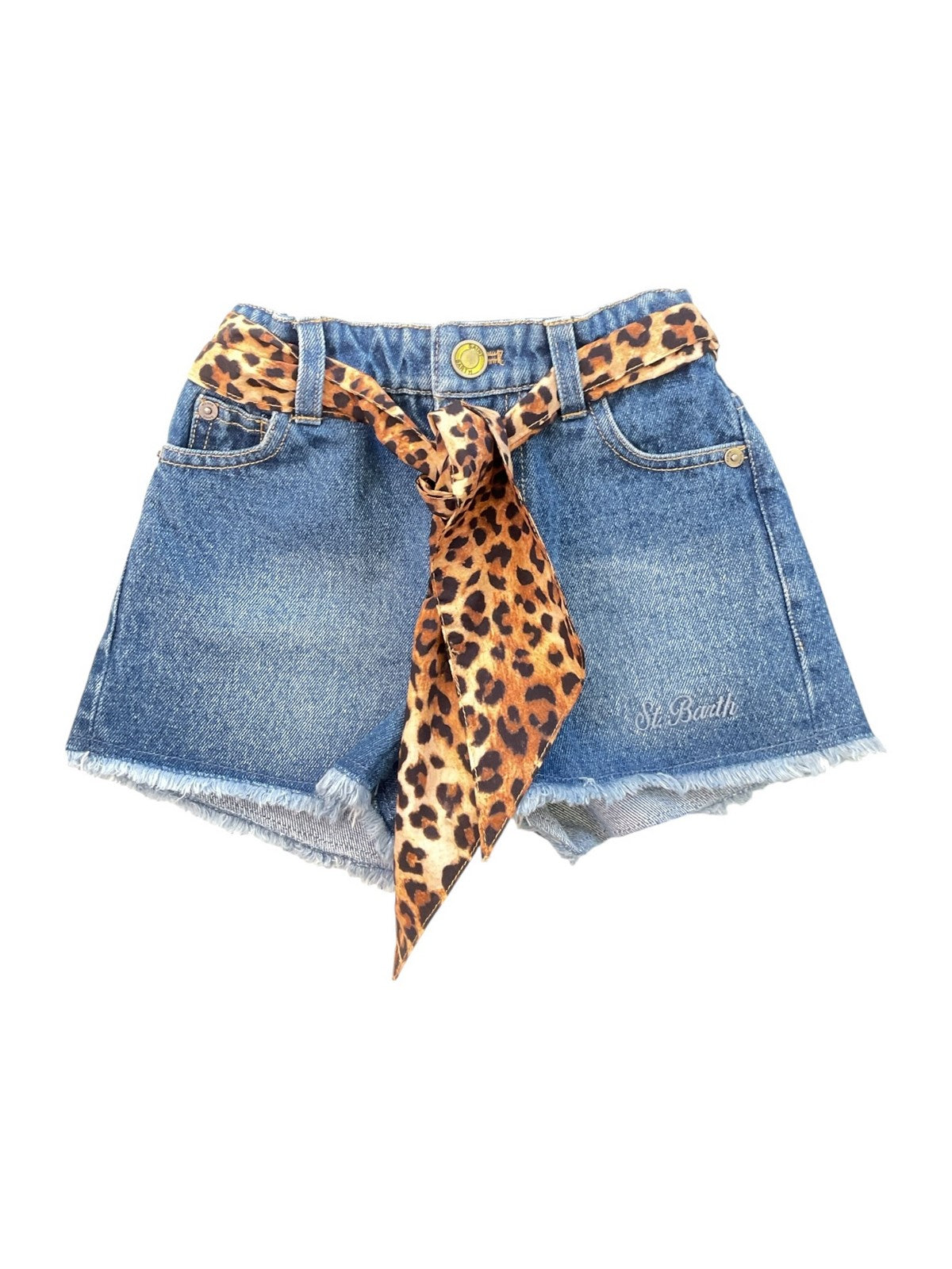 MC2 SAINT BARTH Pantaloncino Bambine e ragazze  KIKO JR 00958L DENIM COTTON PASTEL LEOPARD 19