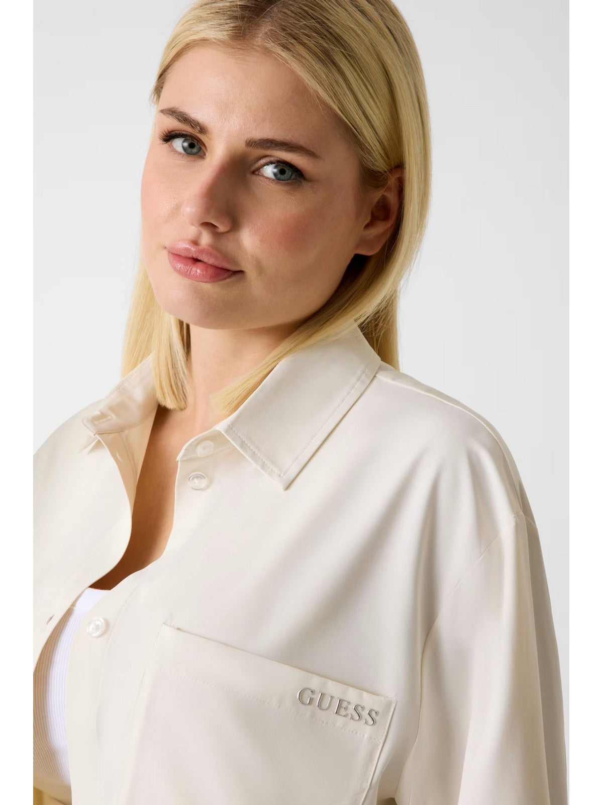 GUESS SPORT Camicia Donna NAT SHACKET V6RH00 WL232 G027 WHITE GLAM