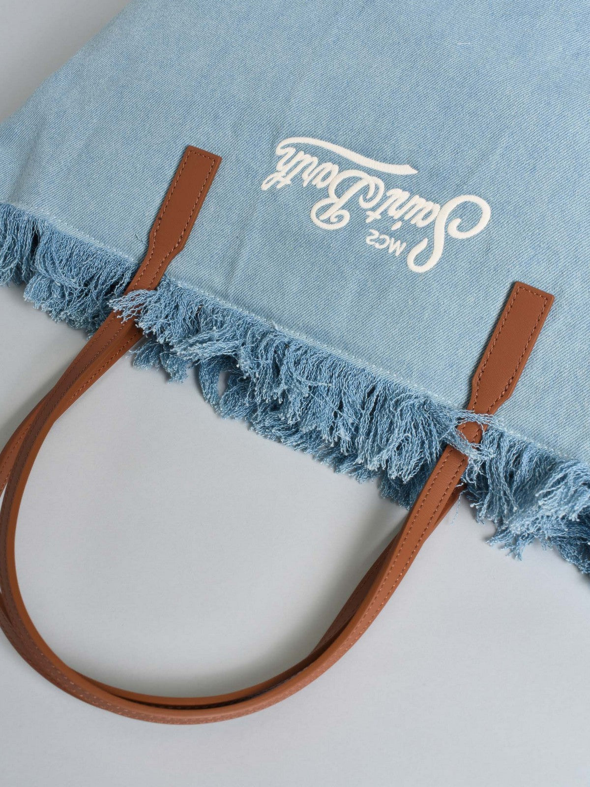 MC2 SAINT BARTH Borsa Donna  CITY BAG MID FRINGE 01759L DENIM LIGHT EMB