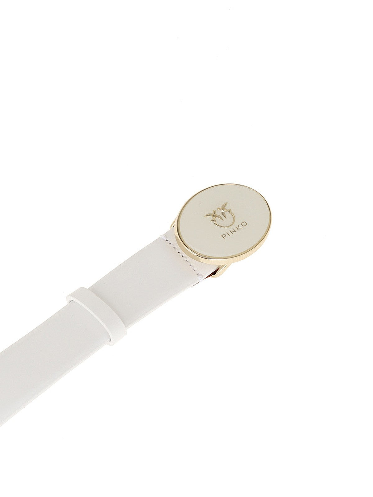 PINKO Cintura Donna ROUND ENAMEL H2,8 BELT.LOW VIT 105478-A2QL Z15L BIANCO NEMBO-LIGHT GOLD
