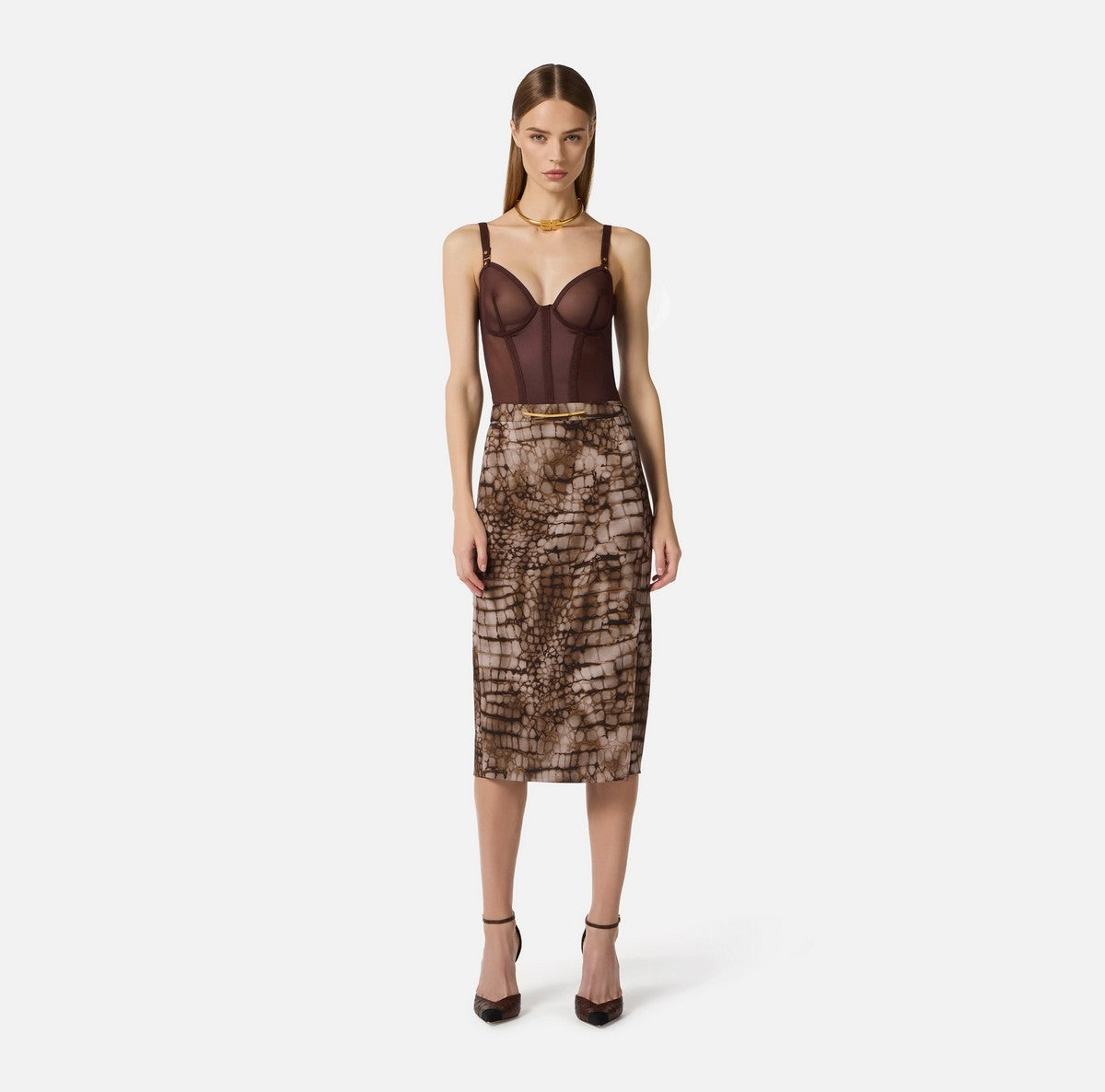 ELISABETTA FRANCHI Gonna Donna  GO14961E2 644 CACAO