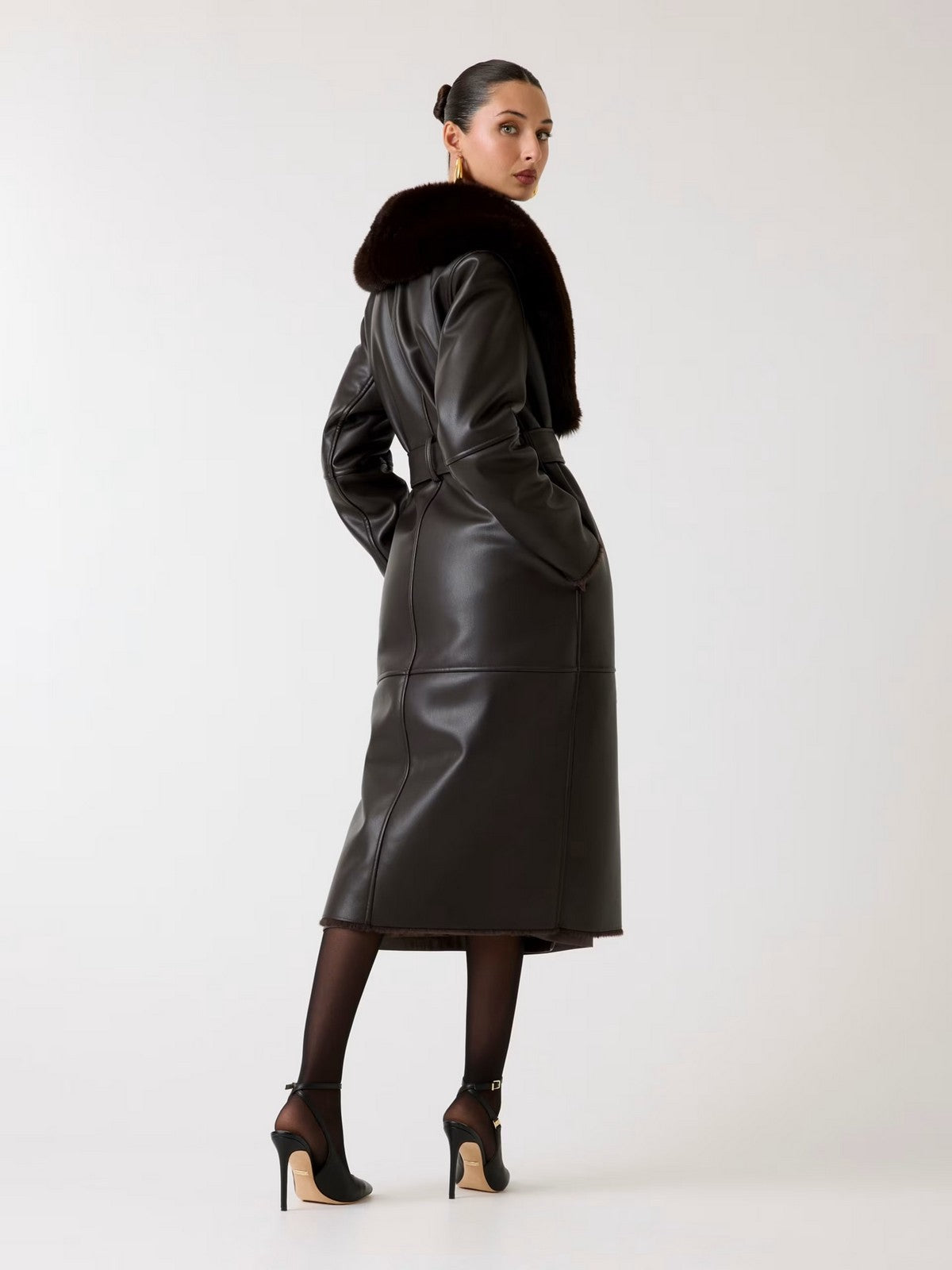 MARCIANO Cappotto Donna ZOEY FAUX LEATHER COAT 5BGL42 7387A G1DL CHOCOLATE BROWNIE