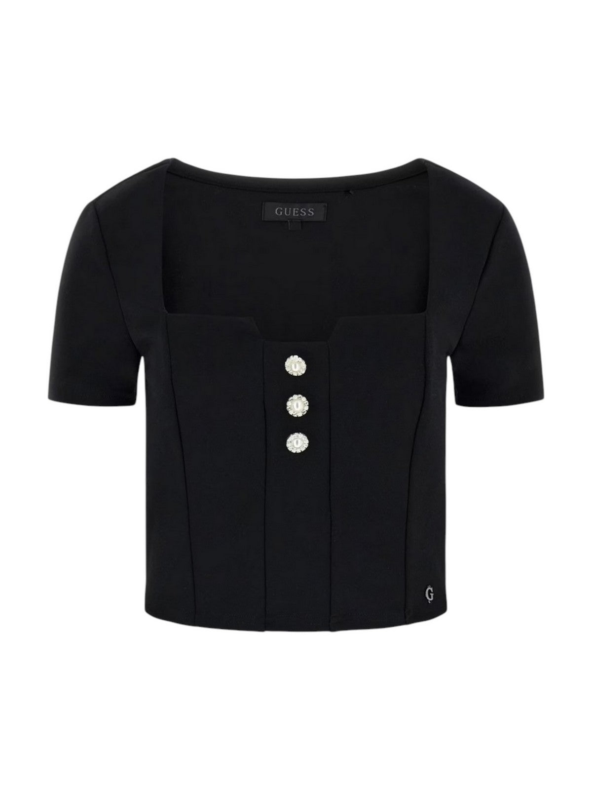 GUESS Top Donna SS SQUARE NK EVELINA TOP W6RP08 KCBO2 JBLK Jet Black A996