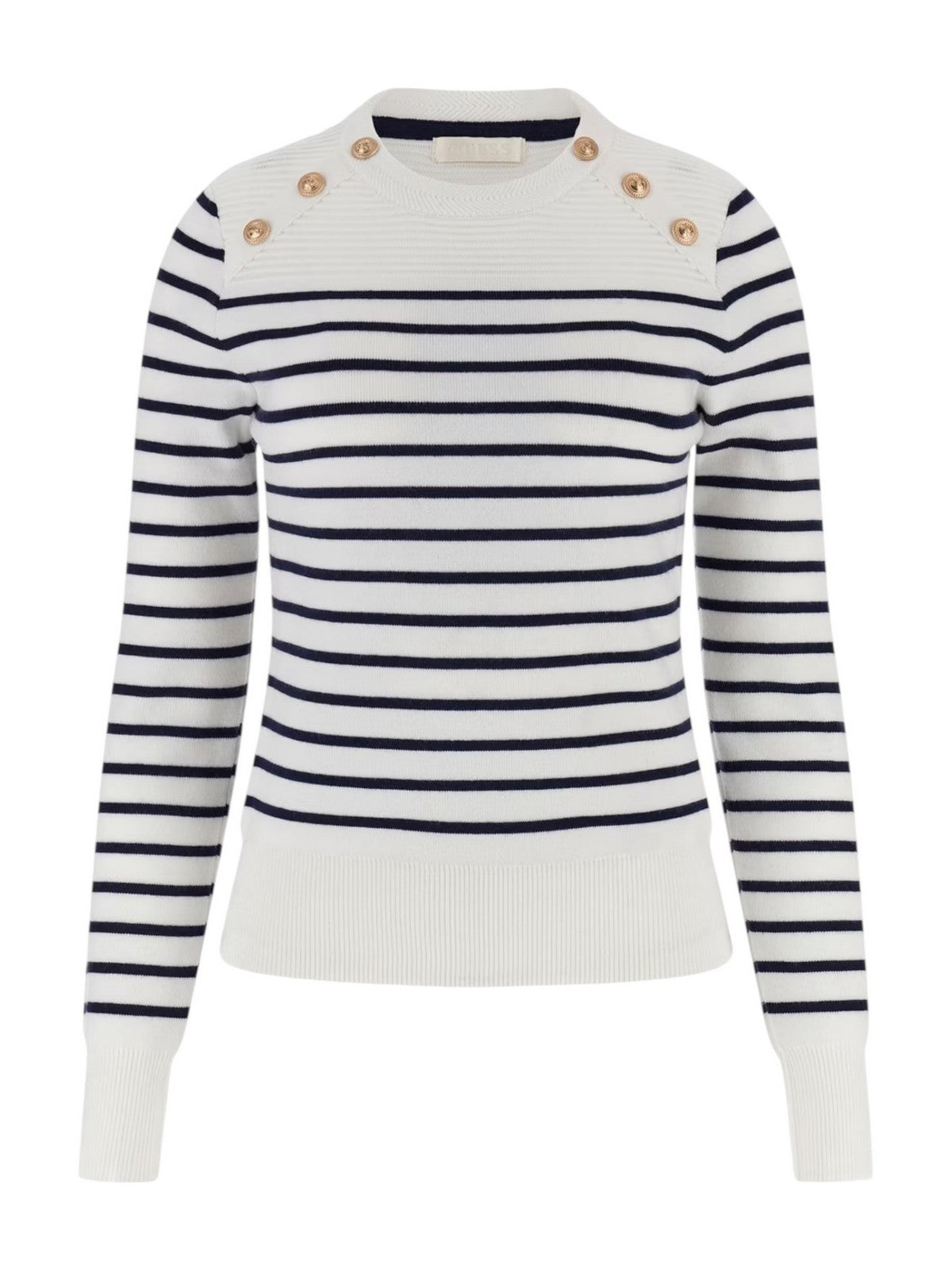 GUESS Maglione Donna LS CN HELEN SWTR W5BR36 Z0422 S00J CREAM AND BLUE STRIP