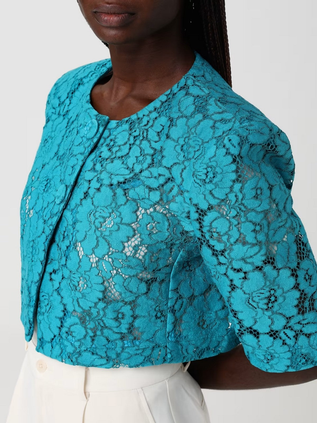 PINKO Giacca Donna PLATANO SPENCER PIZZO REBRODE 106552-A330 V76 VERDE MATTONELLA