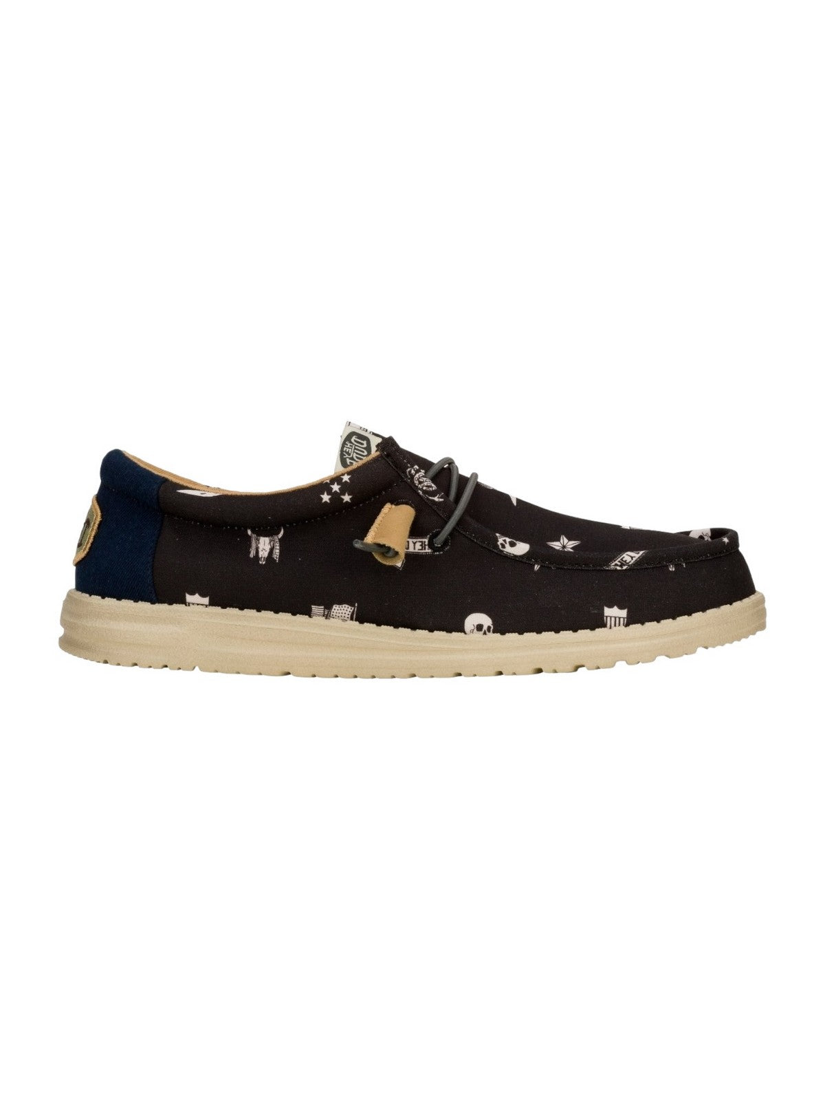 HEY DUDE Mocassino Uomo Wally Stars n Skulls Print HD.41284 001 Nero