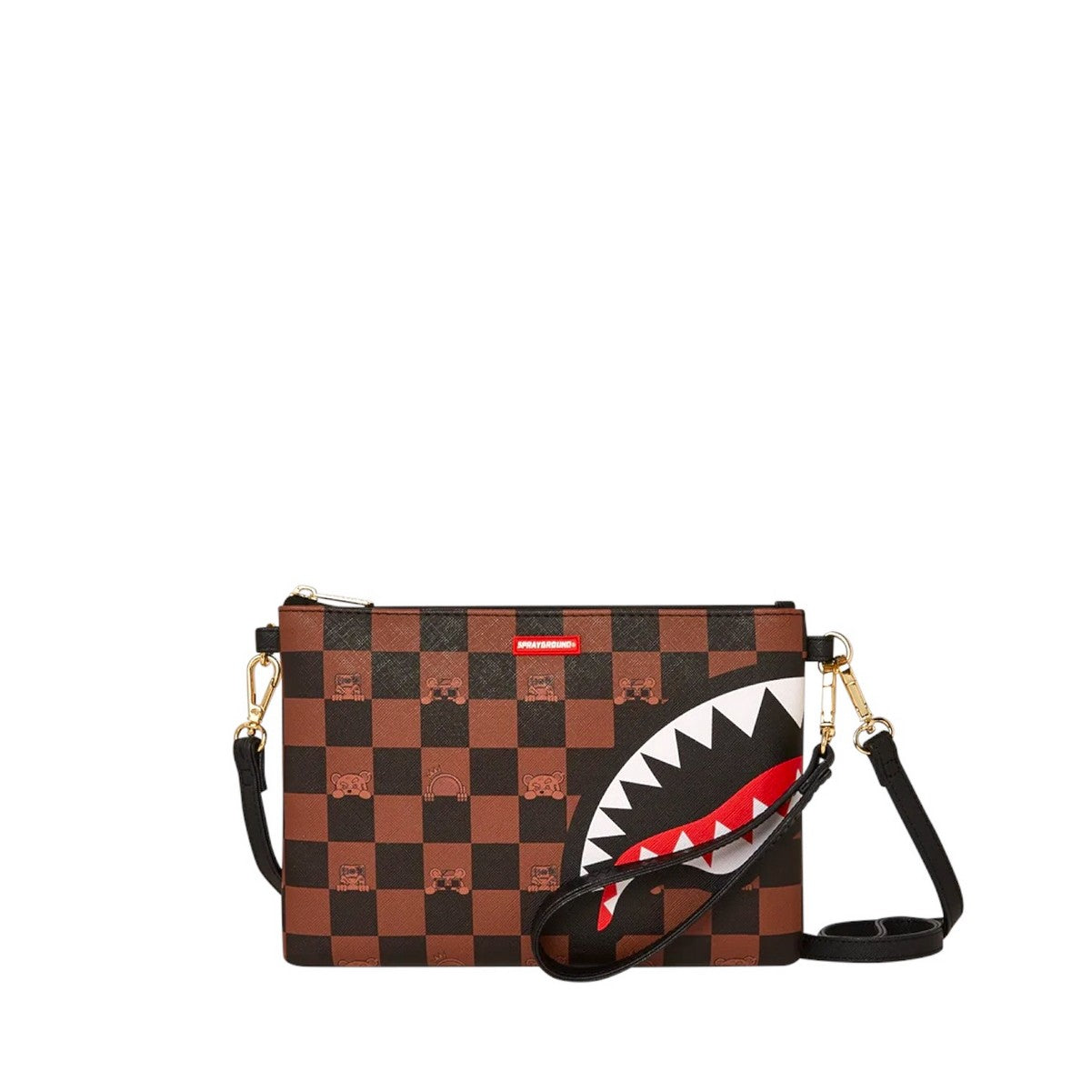 Pochette Sprayground P25g – Marron, PVC, Style Clutch Média (neuf Avec étiquettes)