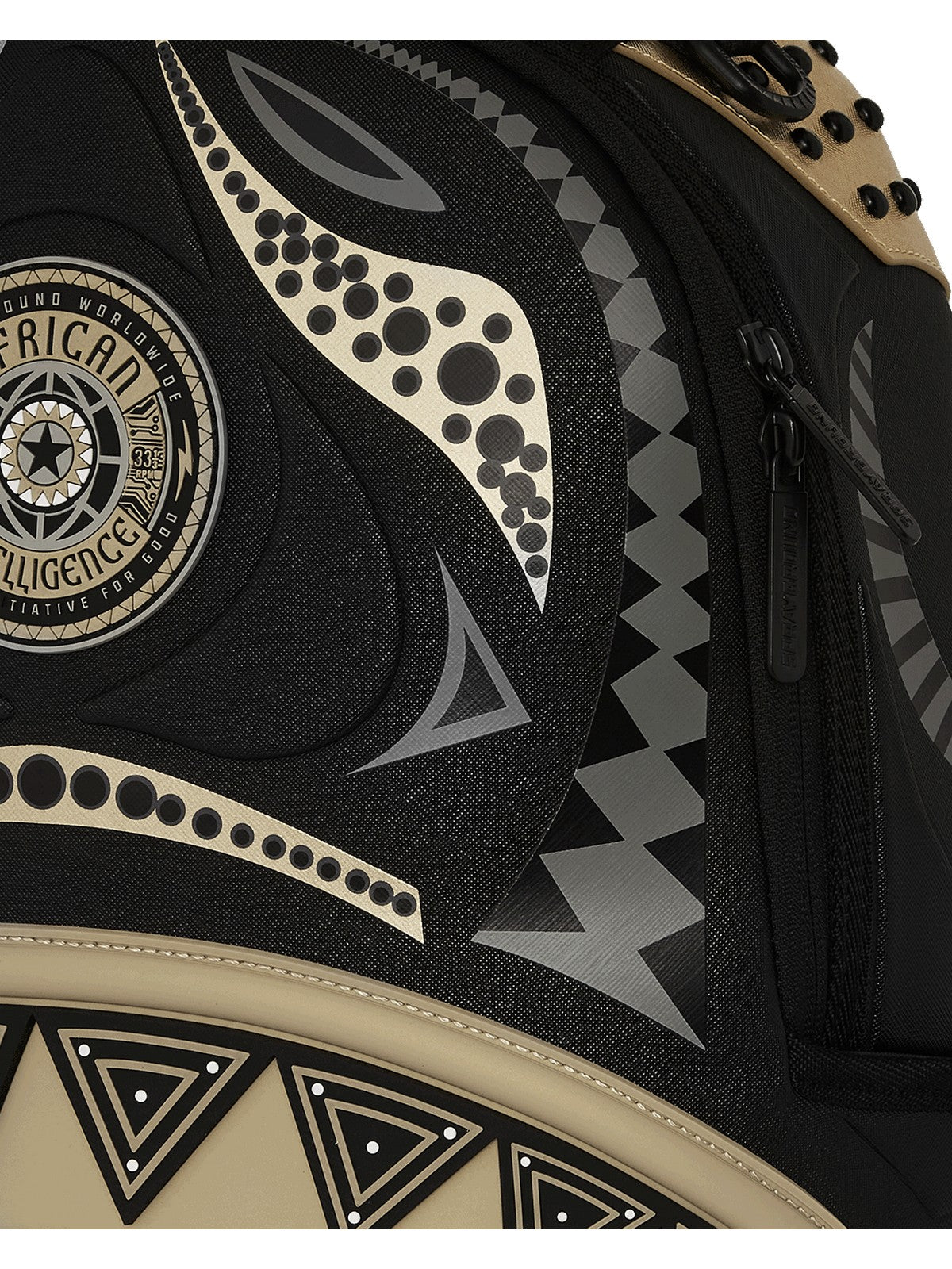 SPRAYGROUND Zaino Uomo AI WONDERLAND GOLD AND BLACK BACKPACK 910B7761NSZ Nero gioboutiqueweb