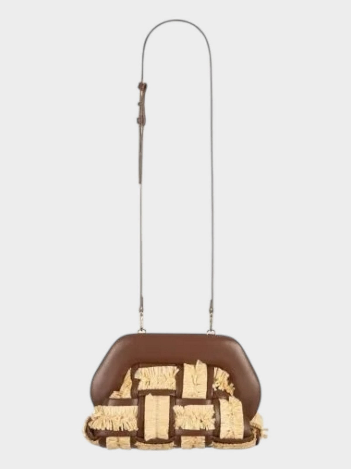 THEMOIRè Bios Medium rafia vegan fabric bag beige brown eco-friendly design 