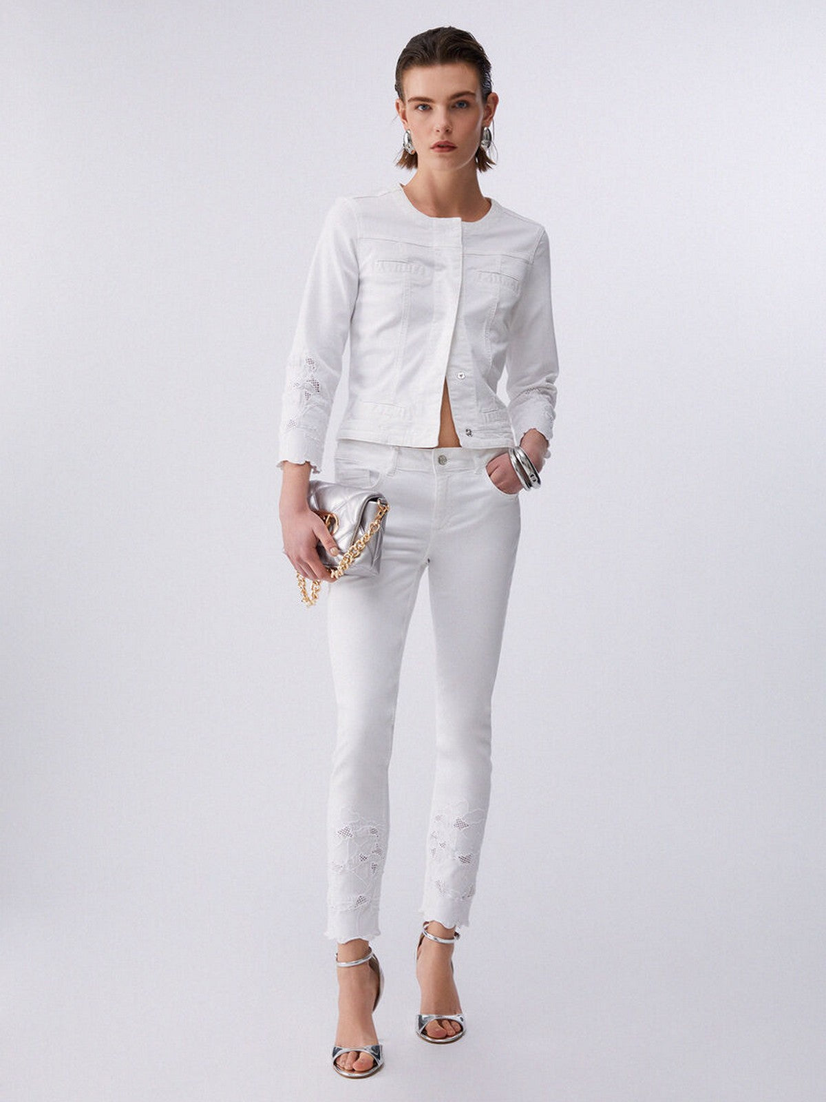 LIU JO WHITE Pantalone Donna  WA6260T367A P9255 Bco ottico ric.flowe