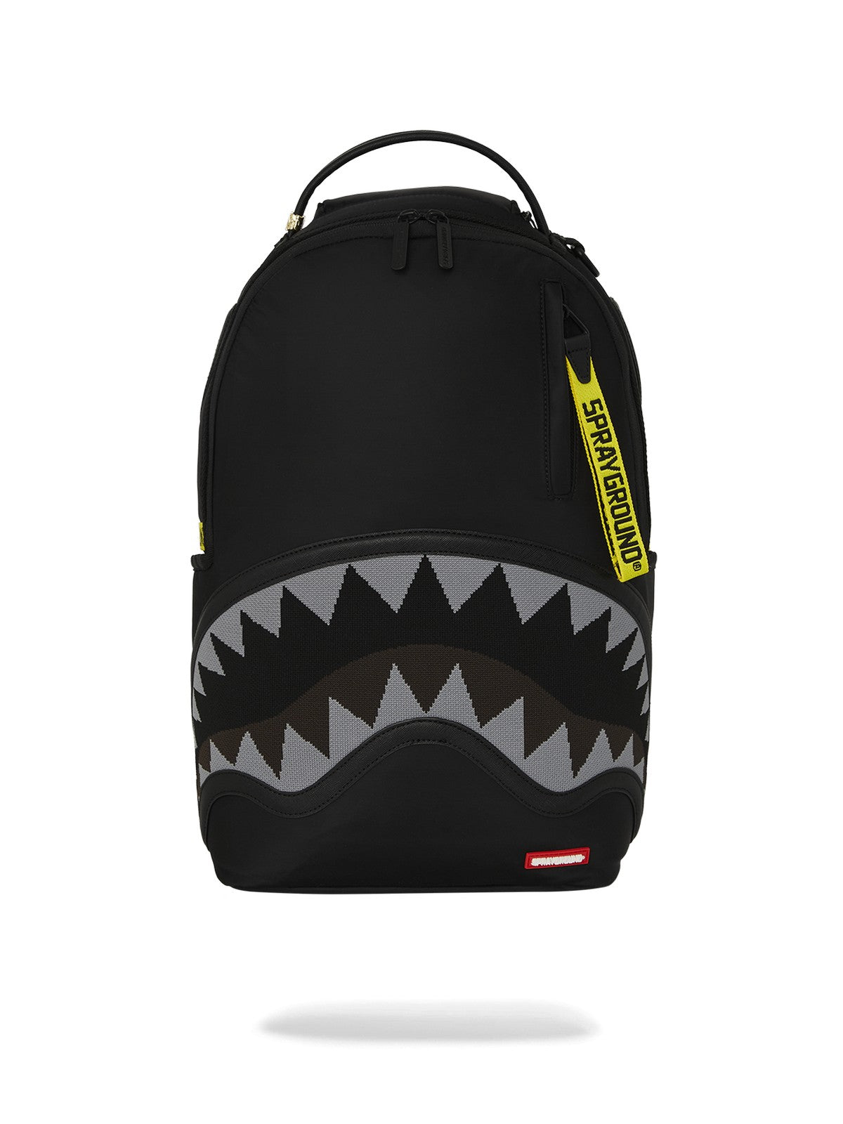 SPRAYGROUND Zaino Uomo SHARK CENTRAL YELLOW TAPE DLX SATIN BACKPACK 910B7736NSZ Nero gioboutiqueweb
