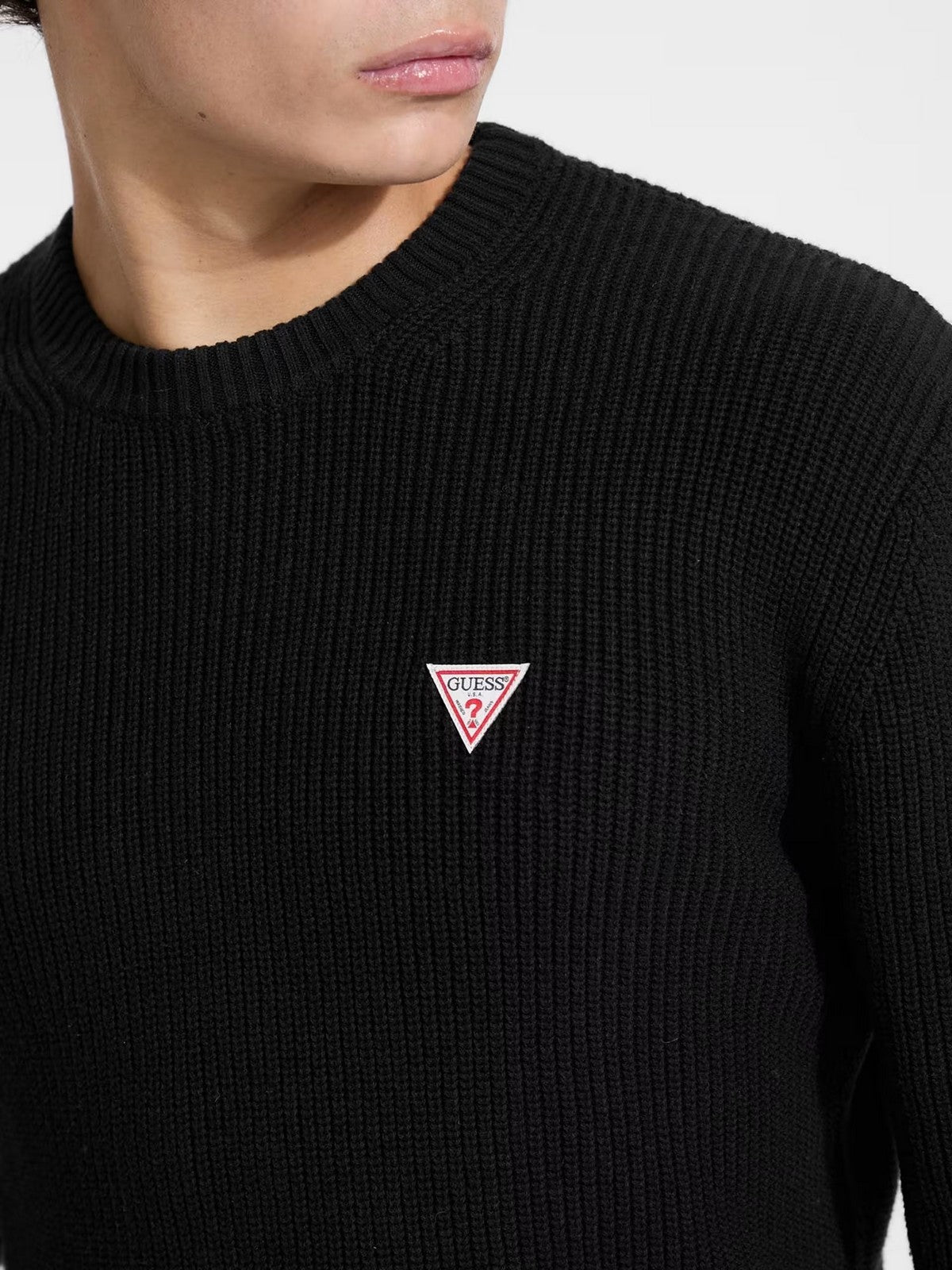 GUESS Maglione Uomo GJ LS CN MINI TRIANGLE SWTR M4BR30 Z3HM1 JBLK Jet Black A996