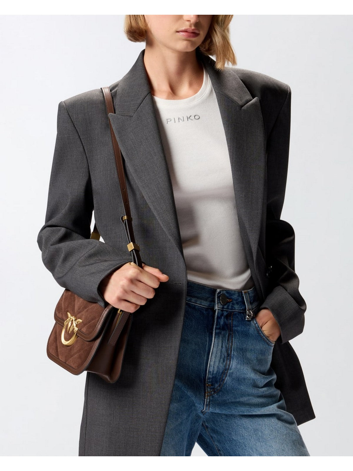 PINKO Borsa Donna LOVE BOX BAG FL MINI 104297-A2JH L74V MARRONE CASTANO MATT GOLD