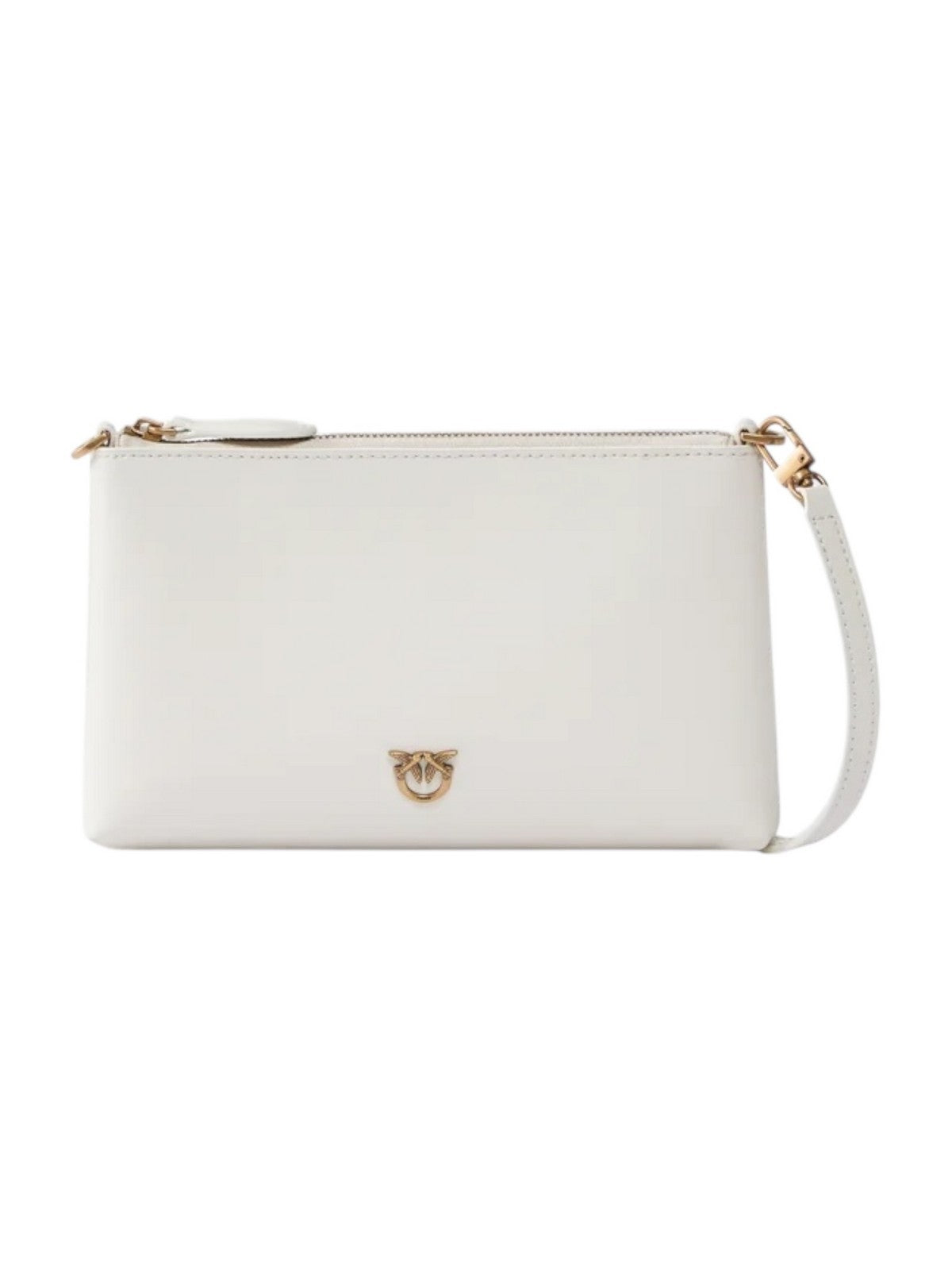 PINKO Pochette Donna FLAT HORIZONTAL MINI VITELLO S 104277-A0F1 Z14Q BIANCO SETA-ANTIQUE GOLD
