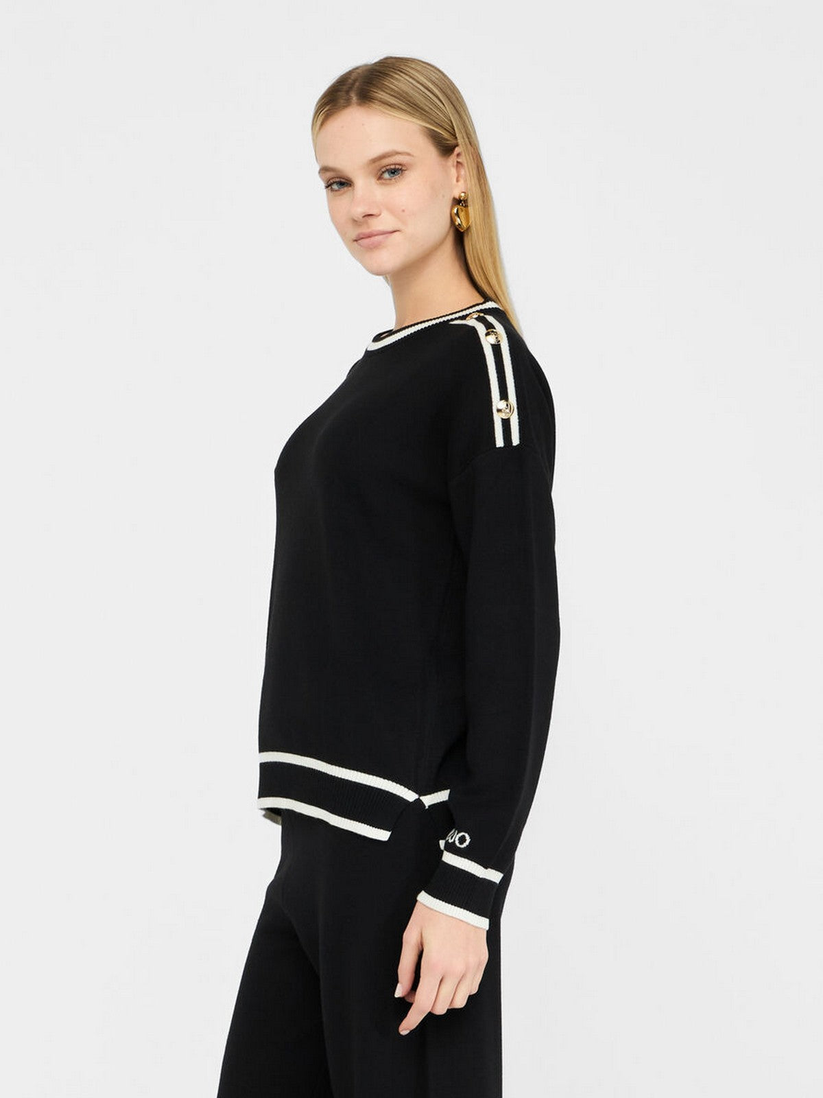 LIU JO SPORT Maglione Donna  TF5230MS59L 03N66 Nero/bianco latte