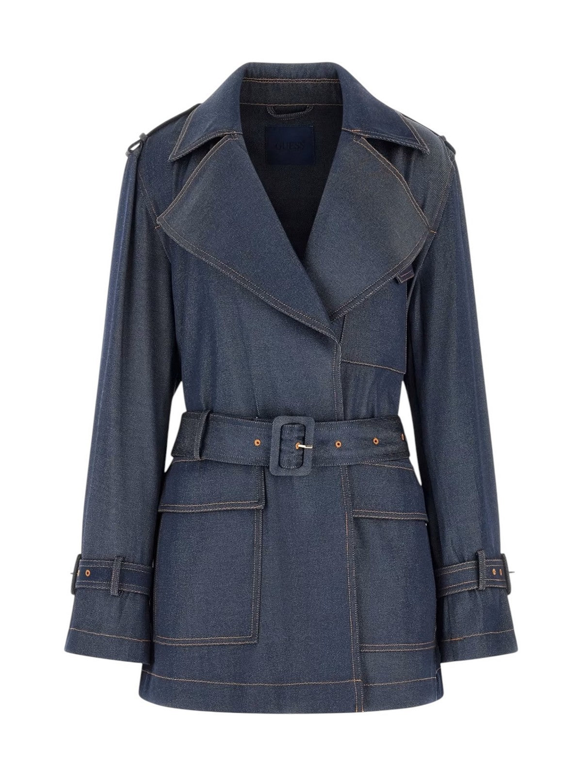 GUESS Giubbino Donna REGINE SHORT FLUID TRENCH W6RL50 WL842 FB6C INDIGO BLUE