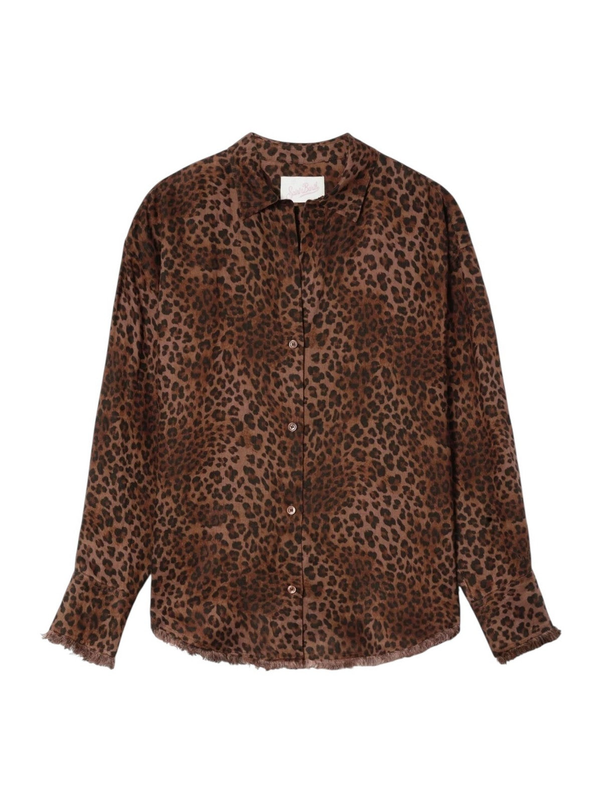 MC2 SAINT BARTH Camicia Donna  CRISTAL 07842L LINEN SAND LEOPARD 19 FRINGE