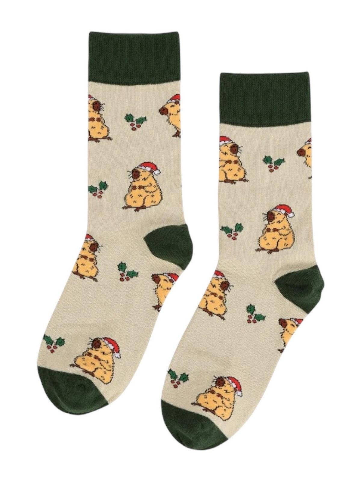 BARE KIND Calzini Unisex adulto  CAPYBARAS BEIGE/VERDE