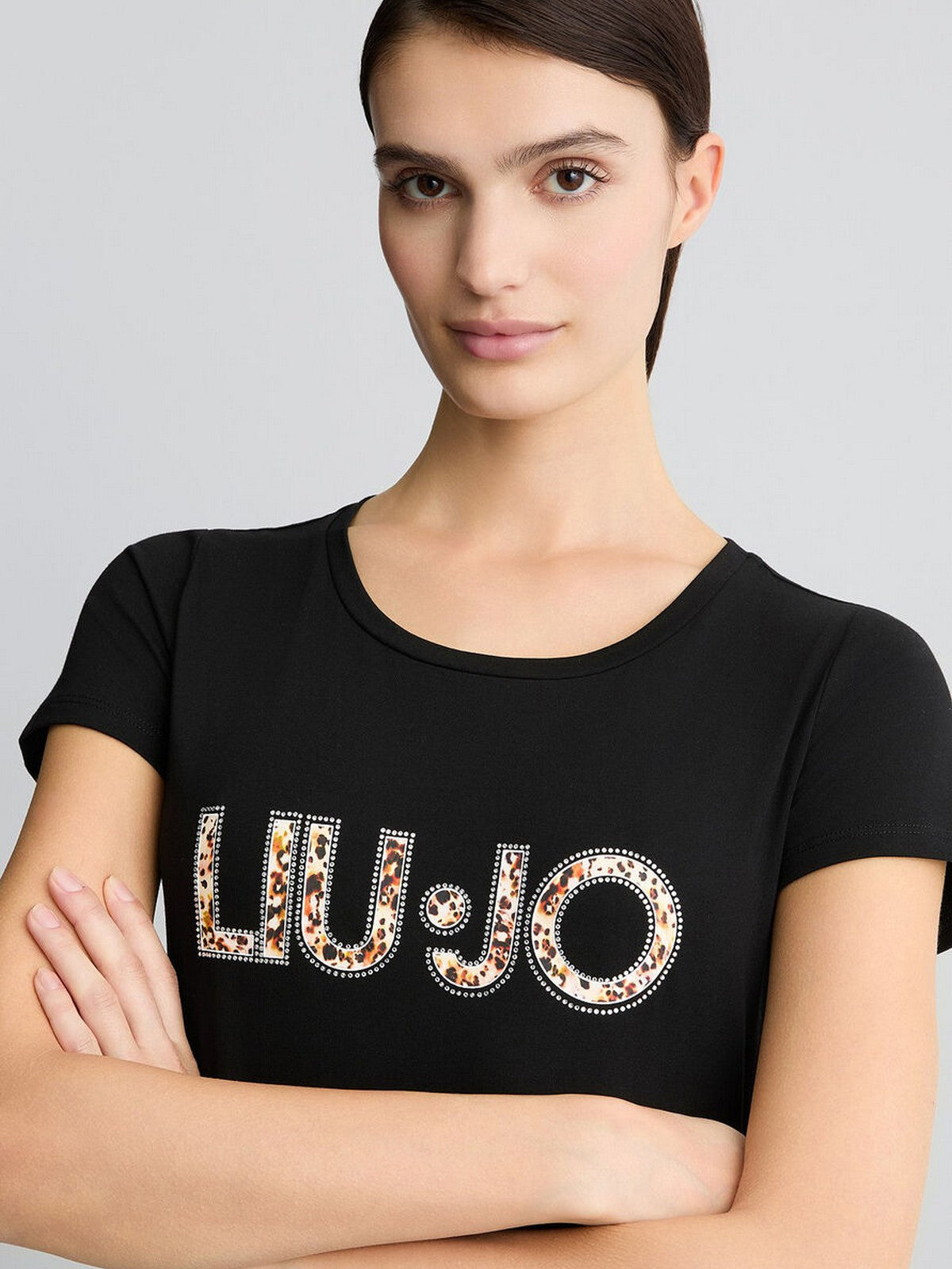 LIU JO BEACHWEAR T-shirt Donna  VA5154JS003 M9330 Nero/anim.rouge gioboutiqueweb