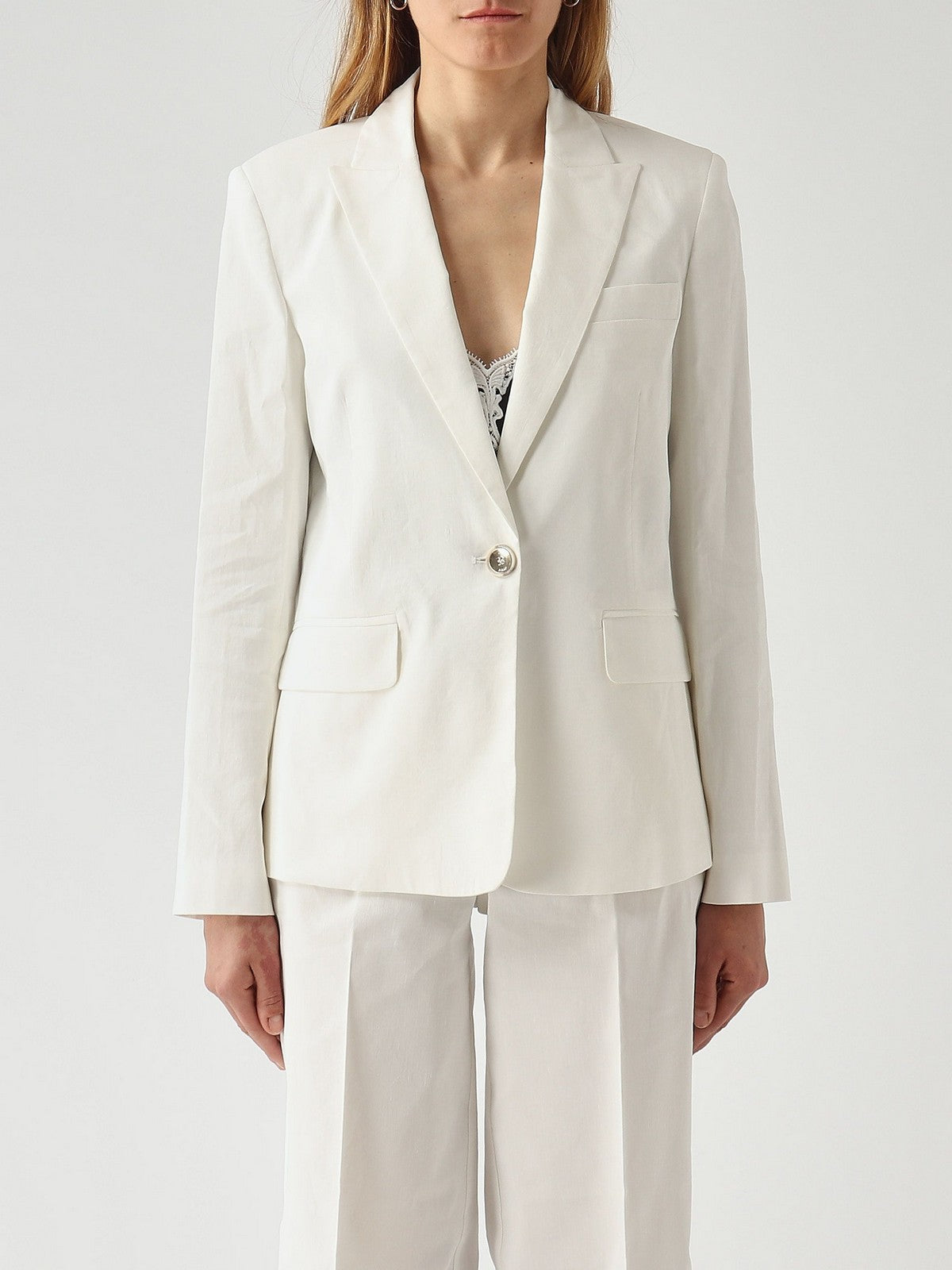 PINKO Giacca Donna FREDA GIACCA LINO STRETCH 106597-A34I Z05 BIANCO-BIANCANEVE
