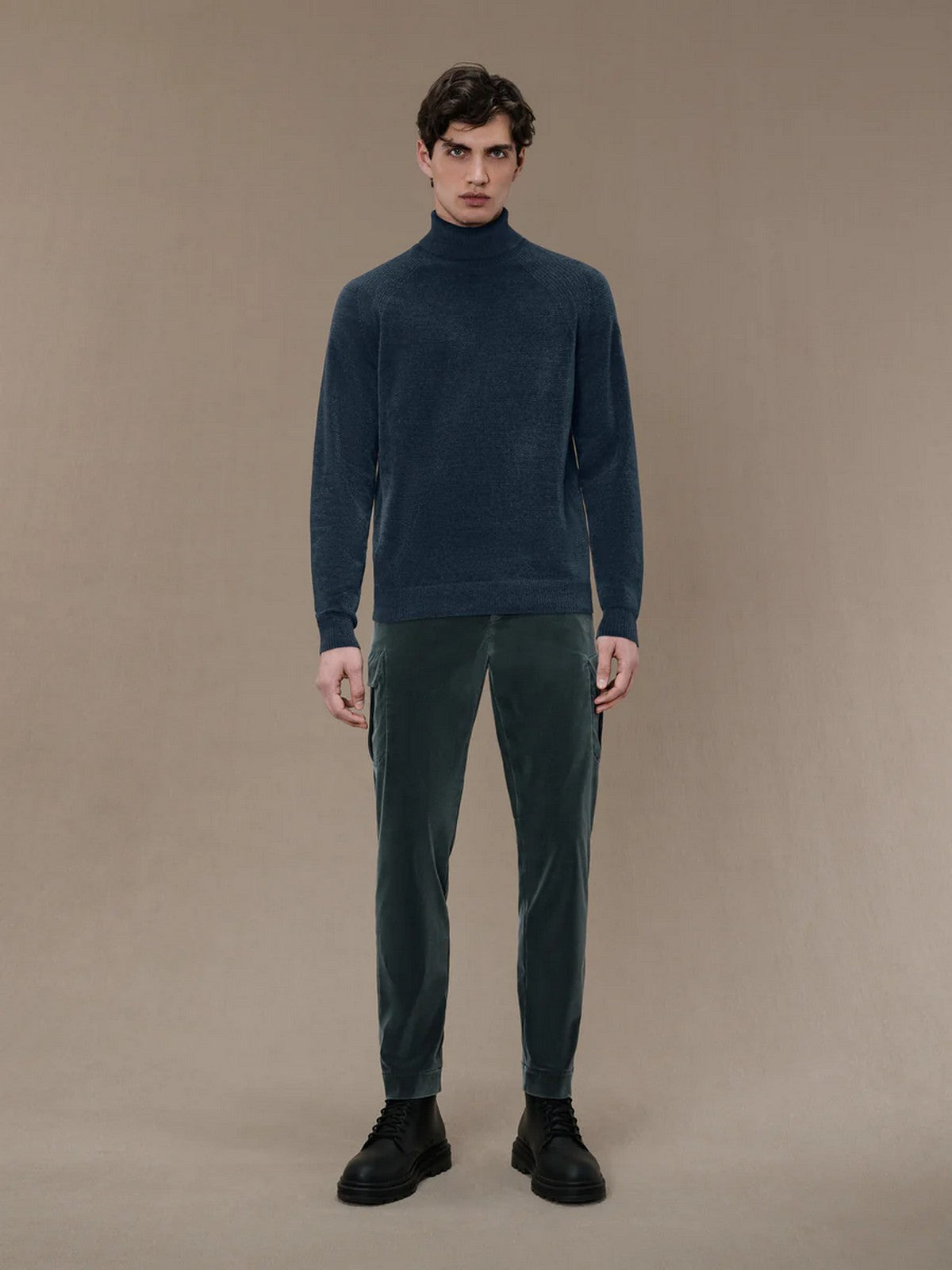 RRD Sweaten Dolcevita Man Velvet Turtleneck Knit W24133 62 Azul