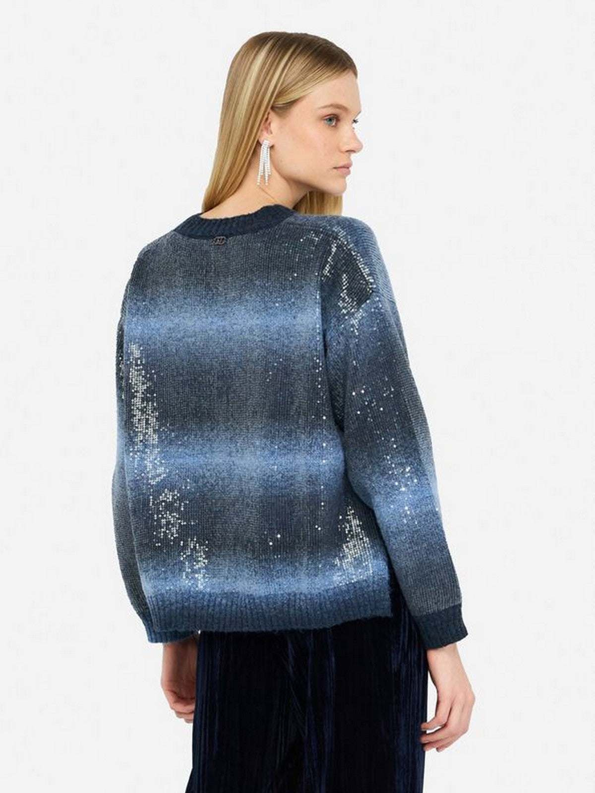 LIU JO WHITE Maglione Donna  MF5380MA14R S9473 Blue shaded