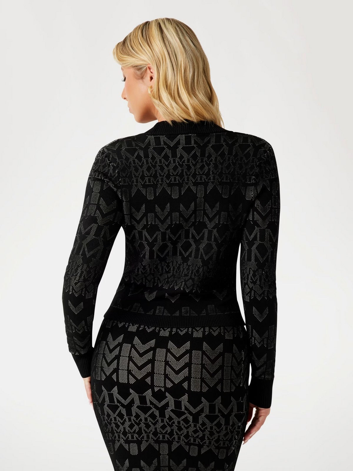 MARCIANO Cardigan Donna BILLIE MONOGRAM CARDI SWTR 5YGR06 5877Z FNWI GEOMETRIC MONOGRAM N