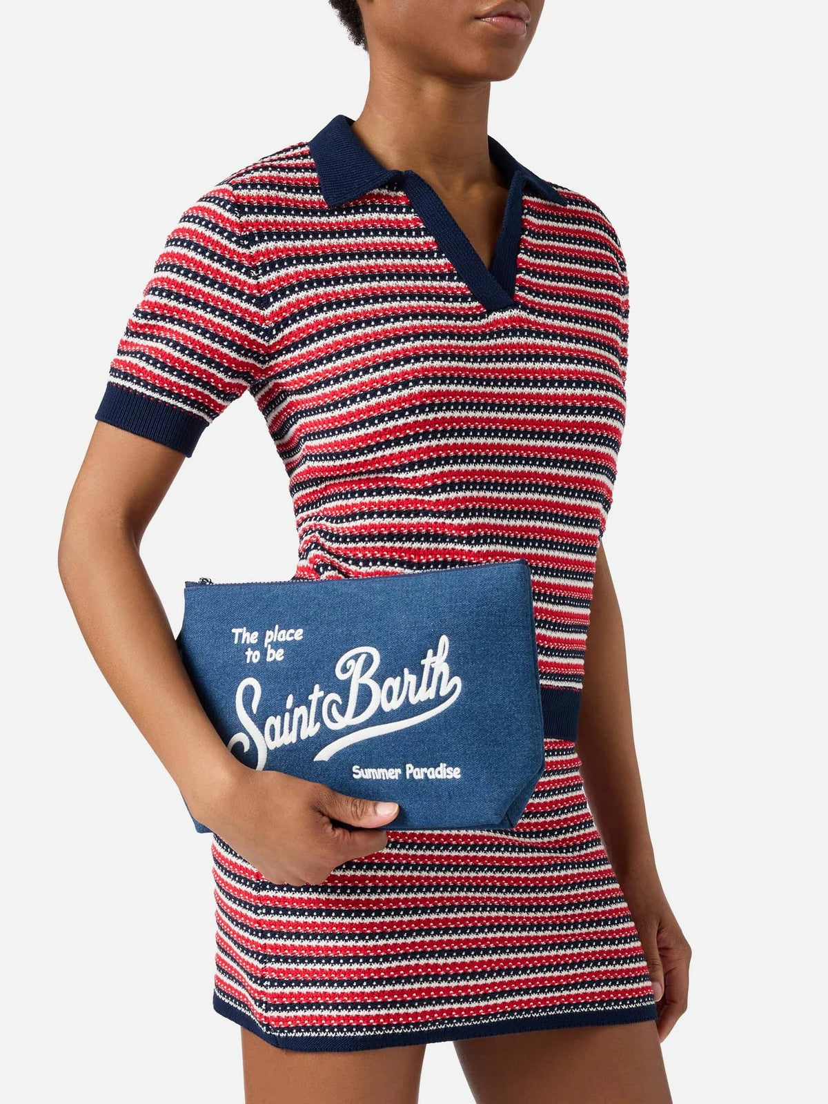 MC2 SAINT BARTH Pochette Unisex adulto  ALINE DENIM L 00436L DENIM EMB