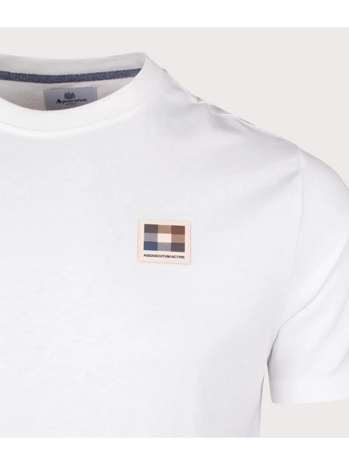 AQUASCUTUM T-shirt Uomo ACTIVE CLUB CHECK PATCH T-SHIRT AA-B004-TS011 BIANCO OPTICAL WHITE gioboutiqueweb