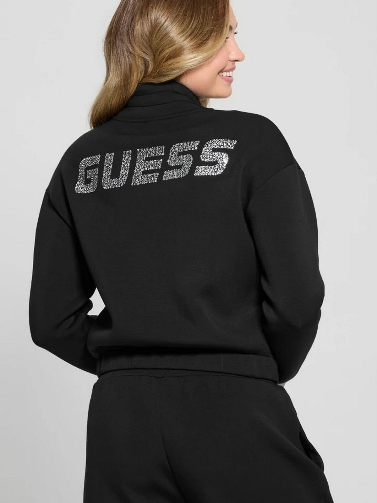 GUESS Felpa Donna CECILIA SCUBA ZIP SWEATSHIRT V4BQ14 K7UW2 JBLK Nero gioboutiqueweb