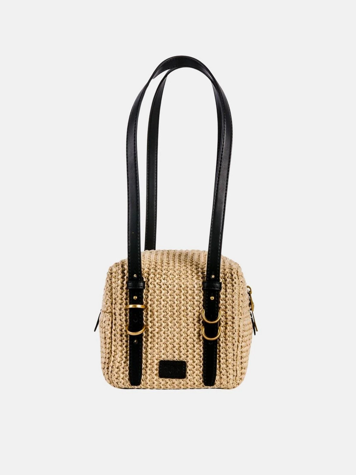 PINKO Borsa Donna CUBIC BAG RAFIA + VITELLO 106465-A391 C24Q RAFIA/NERO-ANTIQUE GOLD