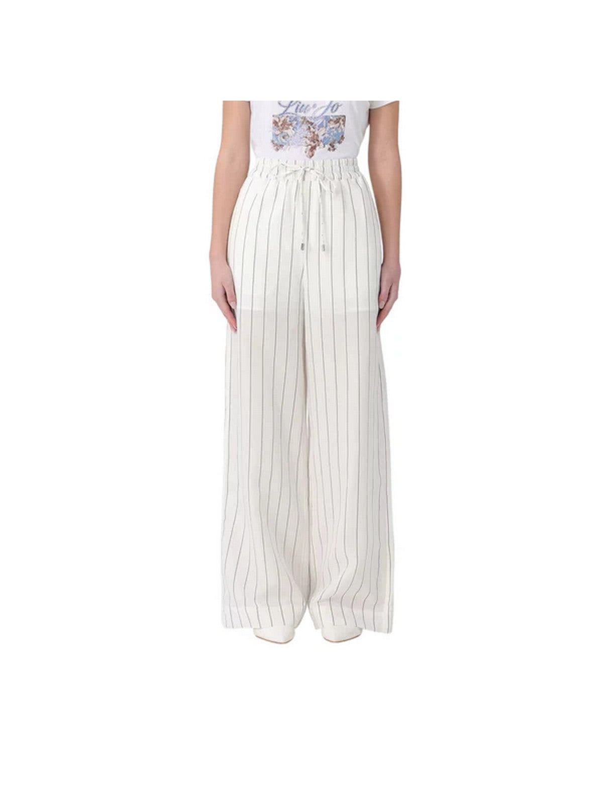 LIU JO WHITE Pantalone Donna  WA6368T4818 03Q45 BIANCO LANA/NERO