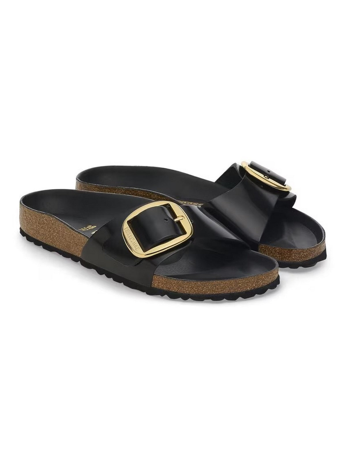 BIRKENSTOCK Sandalo Donna Madrid Big Buckle shine black, Natural Leather 1022650 Nero
