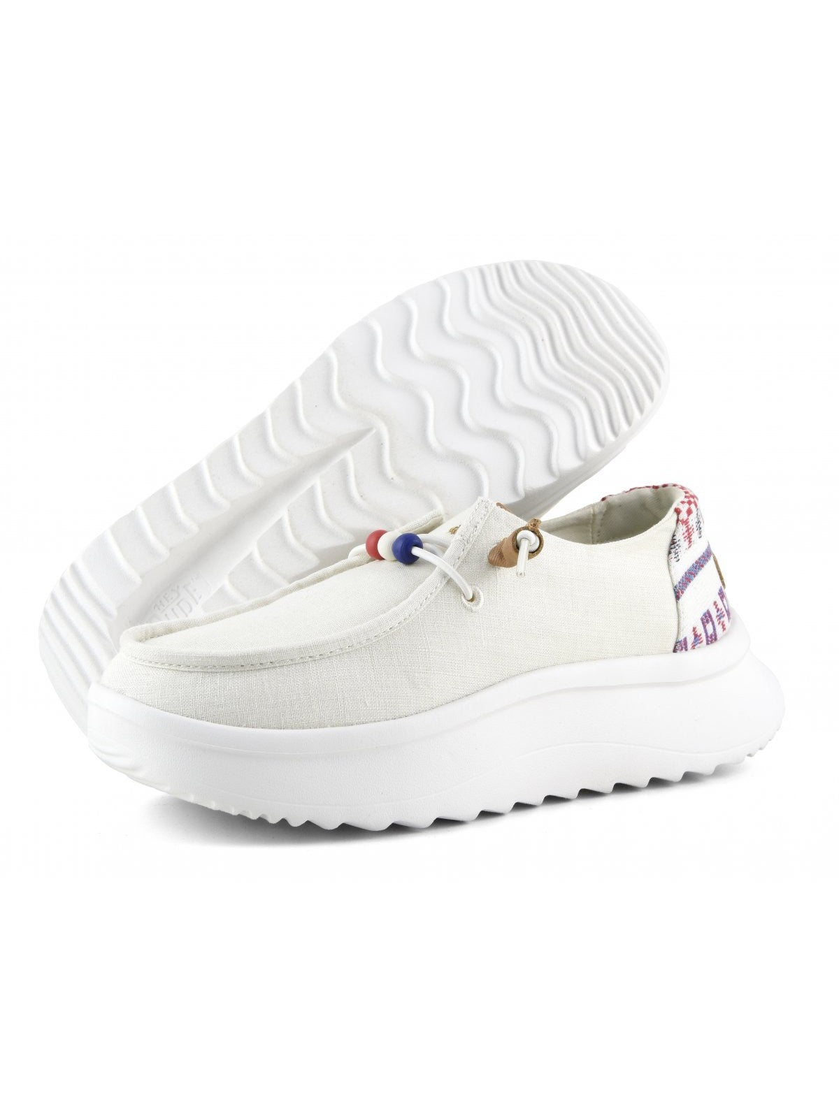 HEY DUDE Mocassins Femme Wendy Peak Baja Stripe HD.40739 100 Blanc