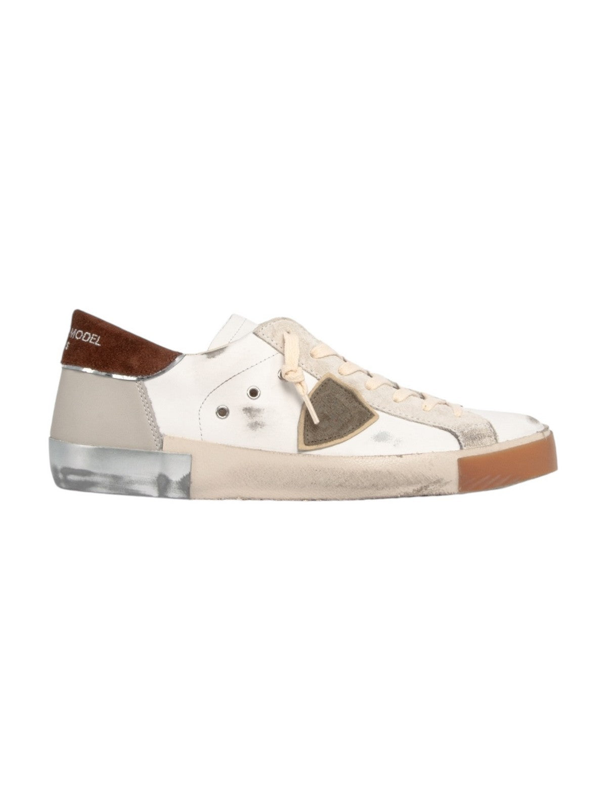 PHILIPPE MODEL Sneaker Uomo Prsx Low Man PRLU VDP1 VEAU DAIM POP_BLANC BRUN