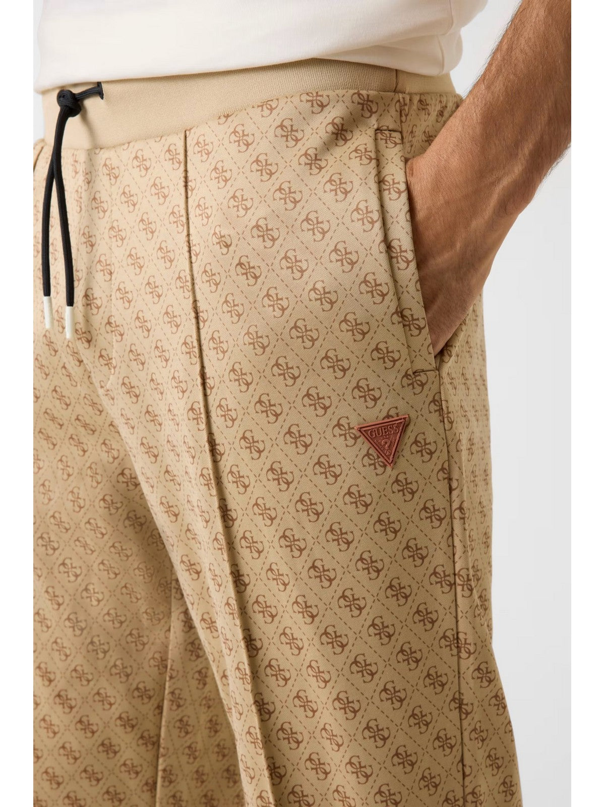 GUESS SPORT Pantalone Uomo KORBIN PANT Z2BB05 K7122 P13W 4G AOP BEIGE BLANCO