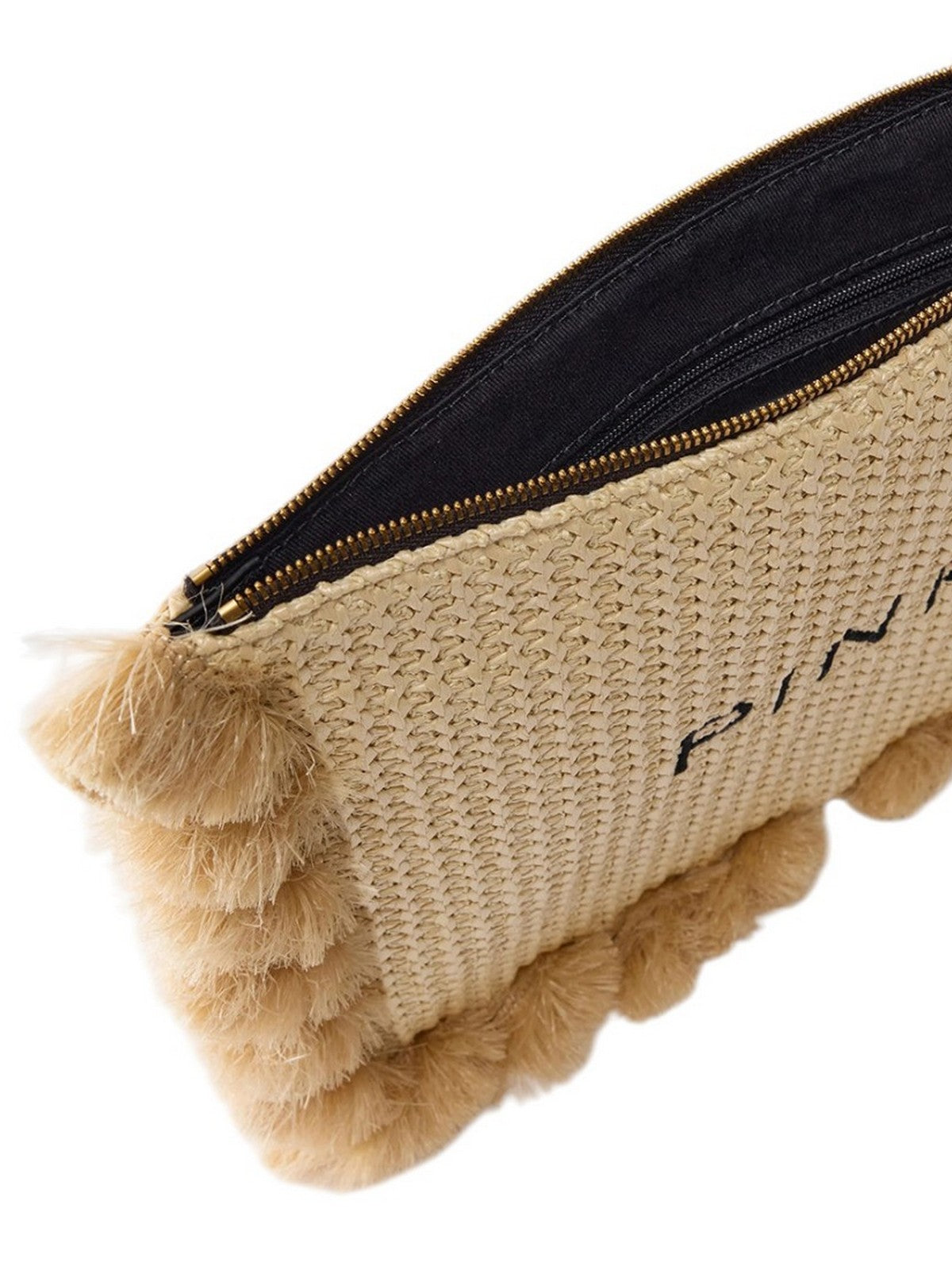 PINKO Pochette Donna FLAT HANDLE RAFIA 106718-A39Y HZ3Q PAGLIA/NERO-ANTIQUE GOLD